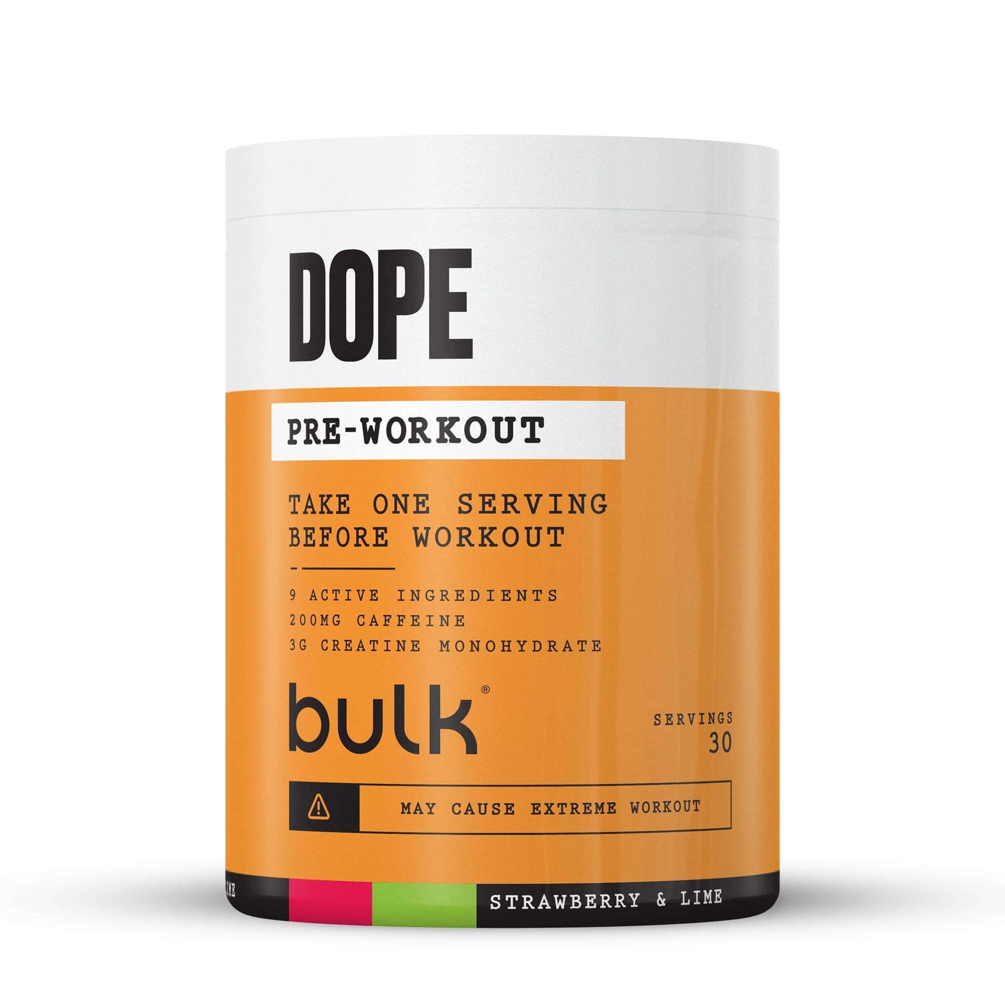 Bulk Polvere Pre-Workout Dope | Frogola & Lime| 3 g di creatina per porzione | 200 mg di caffeina | Citrullina malato e arginina AKG | Beta-alanina | Energia, concentrazione e prestazioni | 510 g
