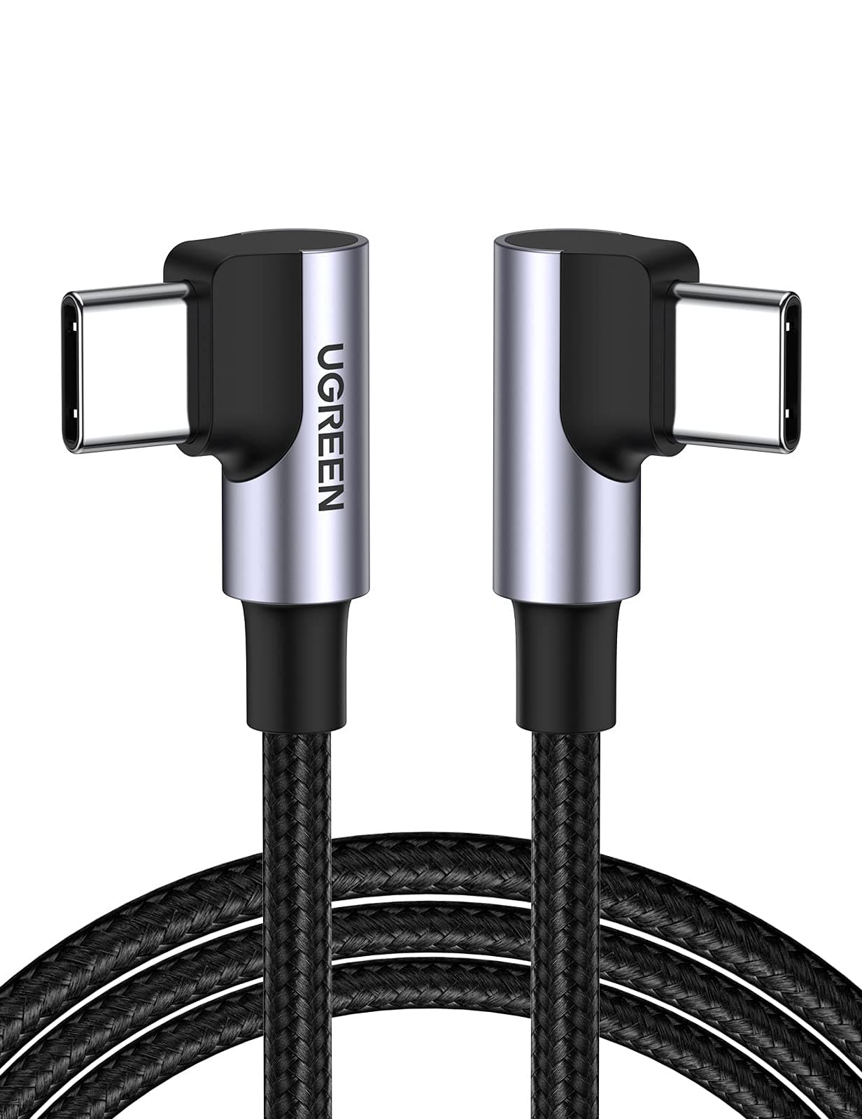 UGREEN Câble USB C vers USB C Coudé 100W 5A 90 Degrés Charge Rapide Compatible avec iPhone 17 Pro Max Air 16 Macbook iPad Galaxy S25 Plus Ultra S24 A05S A35 A55 Redmi 14C A3 Note 13 12 (2M)