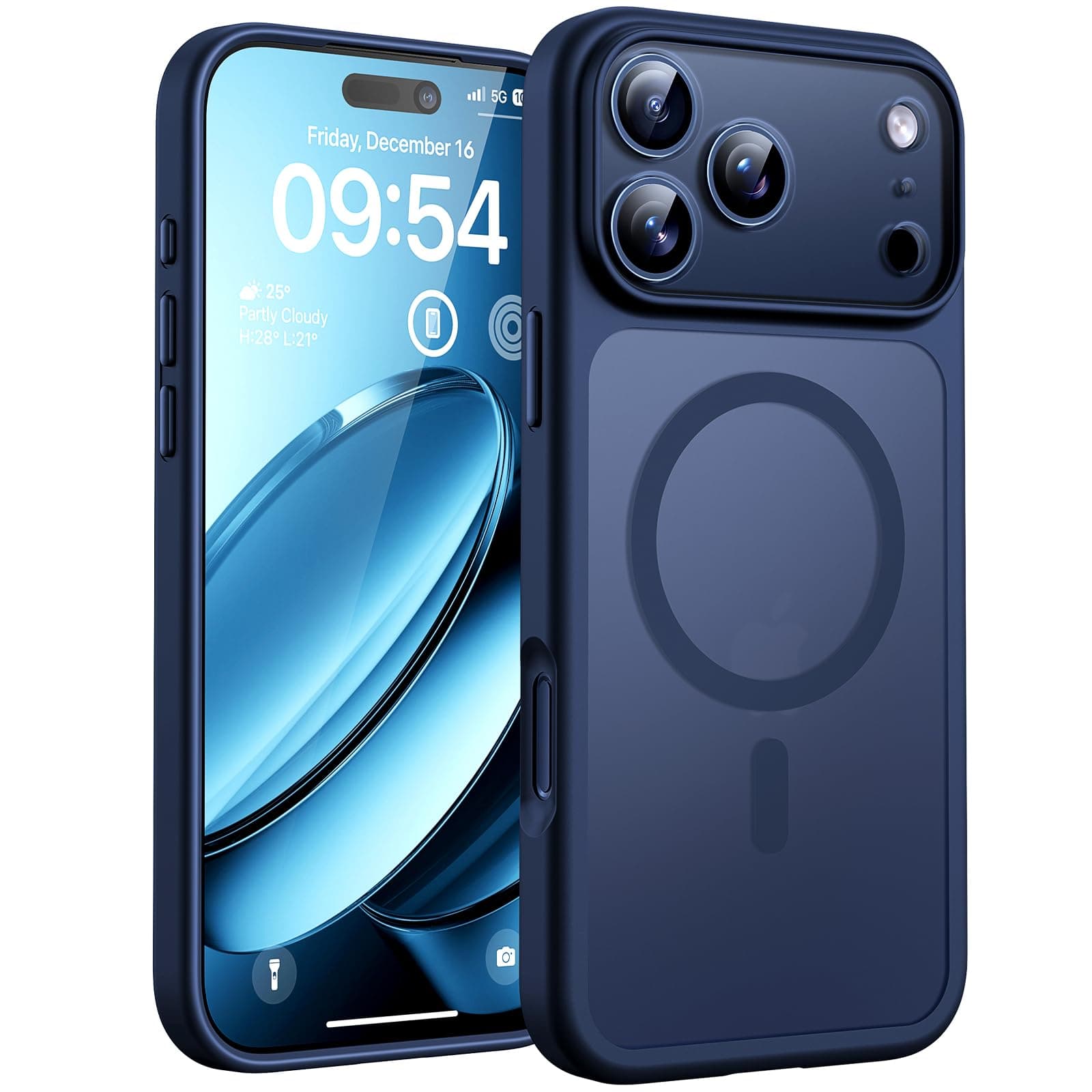 TOCOL Coque Magnétique pour iPhone 17 Pro Max 6,9 Pouces, Compatible avec MagSafe, Anneau Magnétique Intégré, Protection de l'objectif améliorée, Coque Mat Translucide Fine Antichoc, Bleu