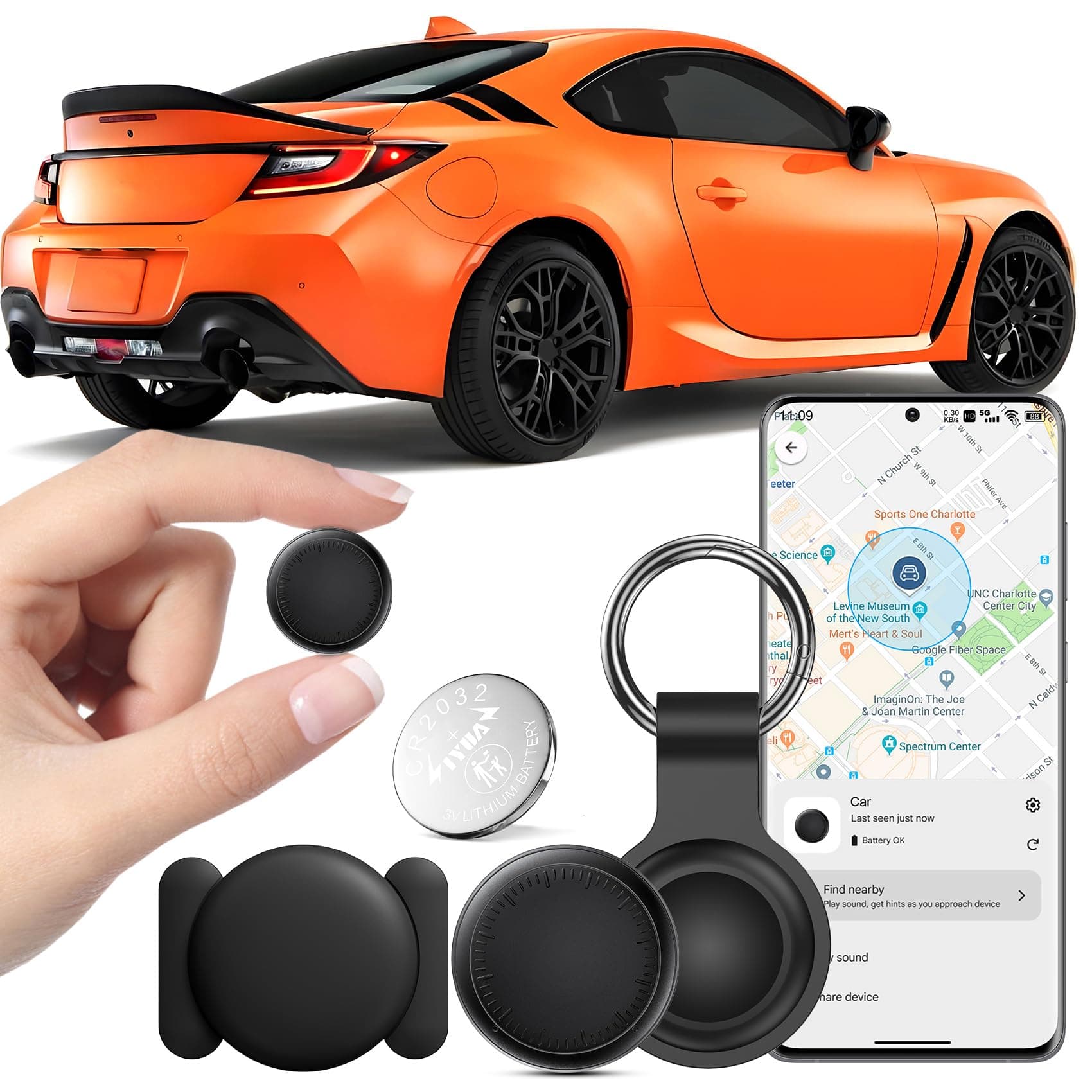 Traceur GPS pour véhicules, Air Tracker Android Compatible avec Google Find Hub Localisateurs D’Objets Bluetooth Véhicule sans Abonnement, Magnétique Traceur caché pour Voiture pour Auto et Moto