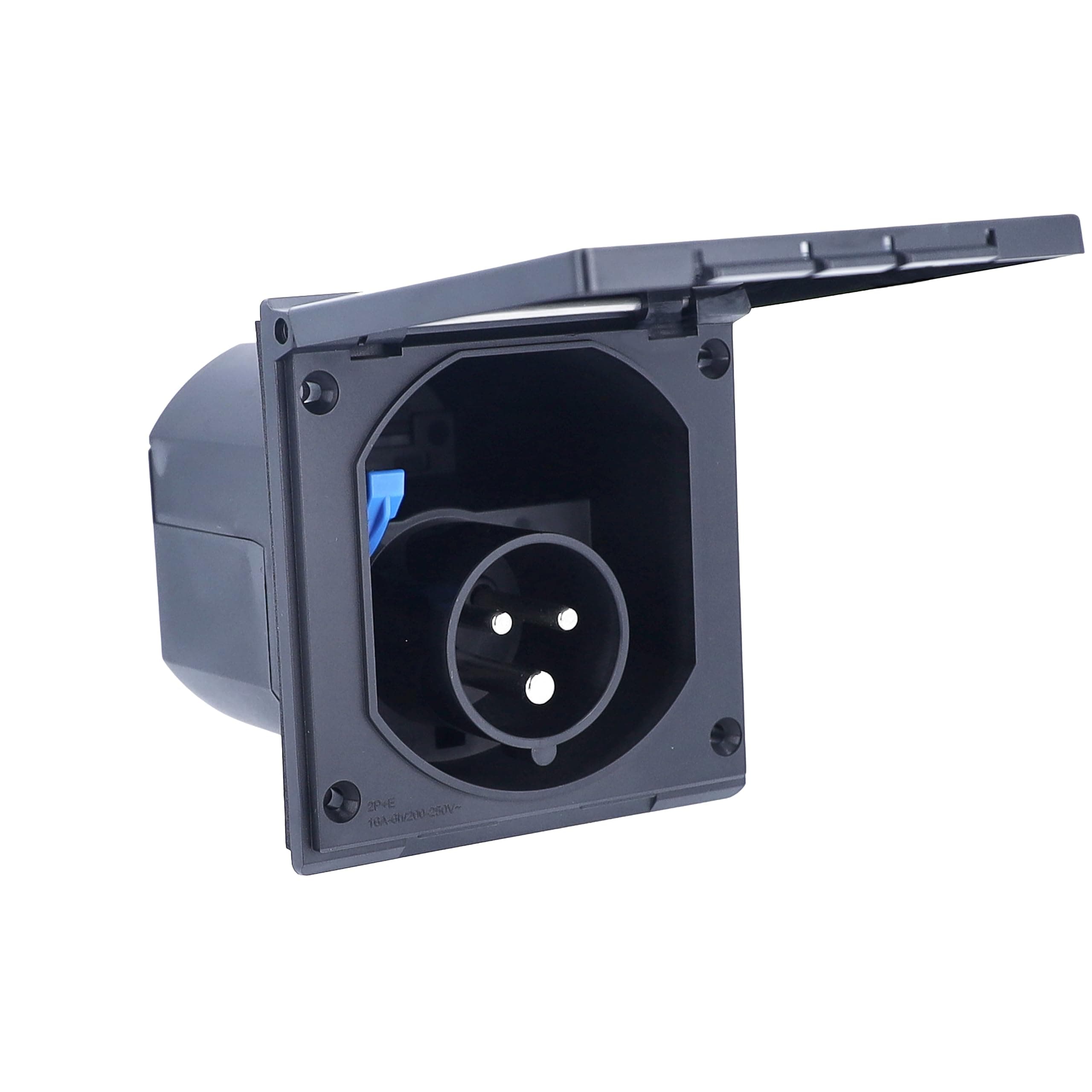 as - Schwabe Camping CEE-Caravan-Einspeisungsstecker – 230 V / 16 A Outdoor Anbau-Stecker mit Klappdeckel – 3-poliger Stecker für Wohnwagen – Außenbereich – IP44 – Made in Germany – Schwarz I 61493