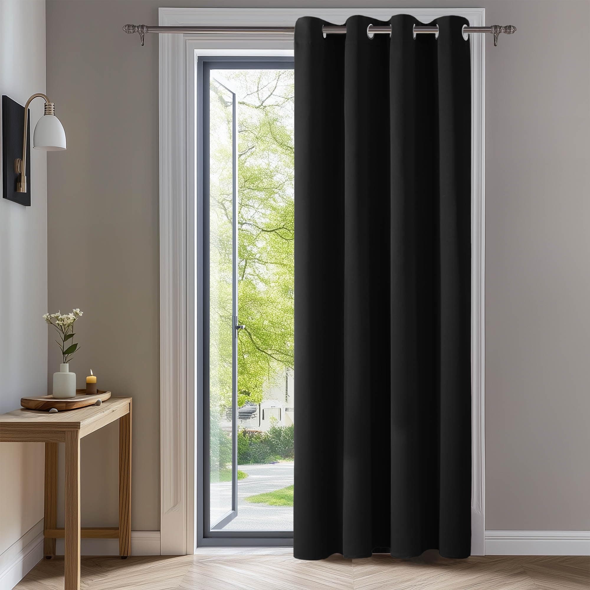 Deconovo Rideaux Occultants Isolant Thermique Anti Froid, 132X229 cm, (Largeur X Hauteur), Design Moderne à Oeillets, Rideaux pour Chambre Garçon, Halloween Noir, 1 Pièces