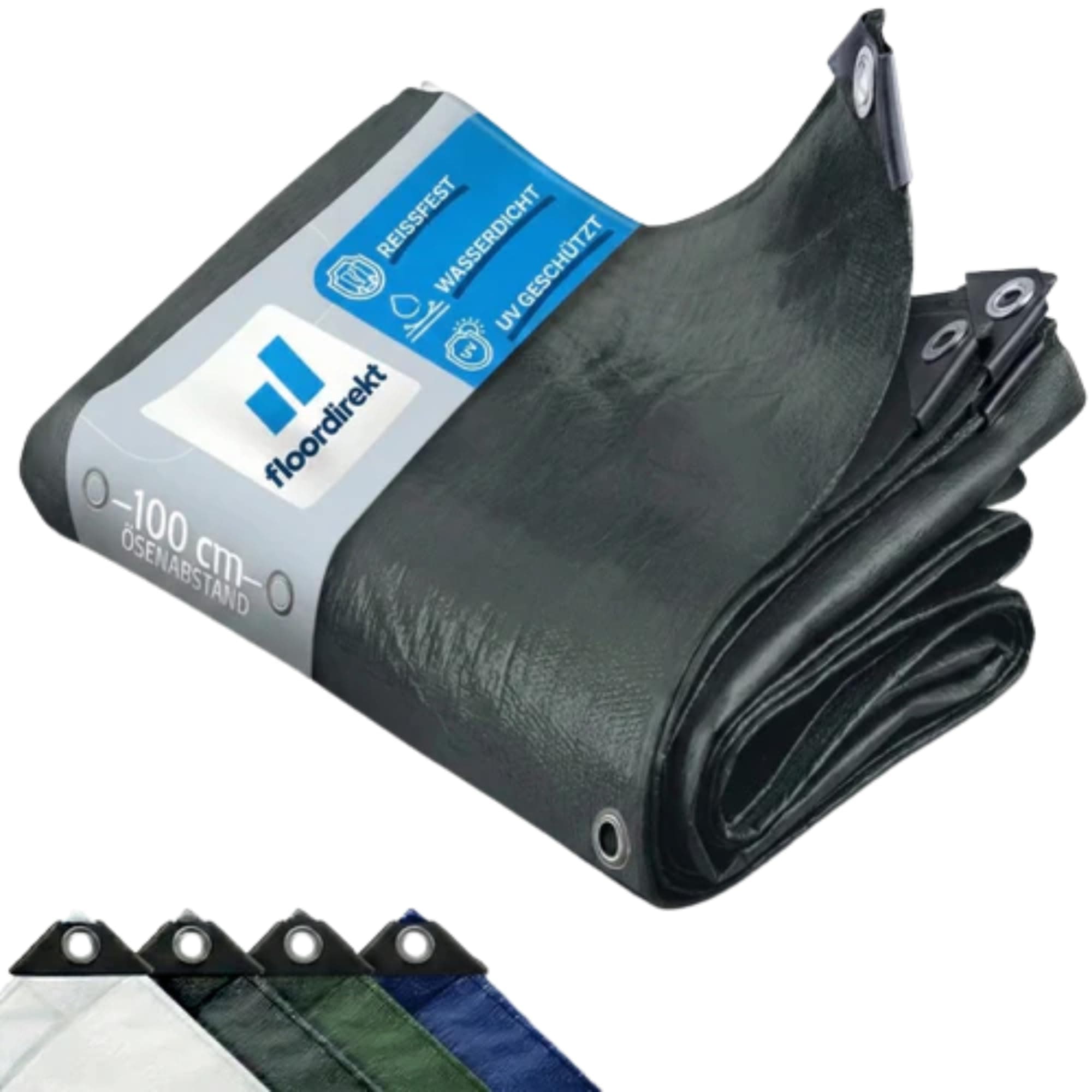 Floordirekt Abdeckplane 240g/m² wasserdicht 3x4m Anthrazit Allzweckplane für Schutz vor Witterung - Top geeignet für Gartenbereich - UV-stabil beidseitig beschichtet, wasserfest und abwaschbar