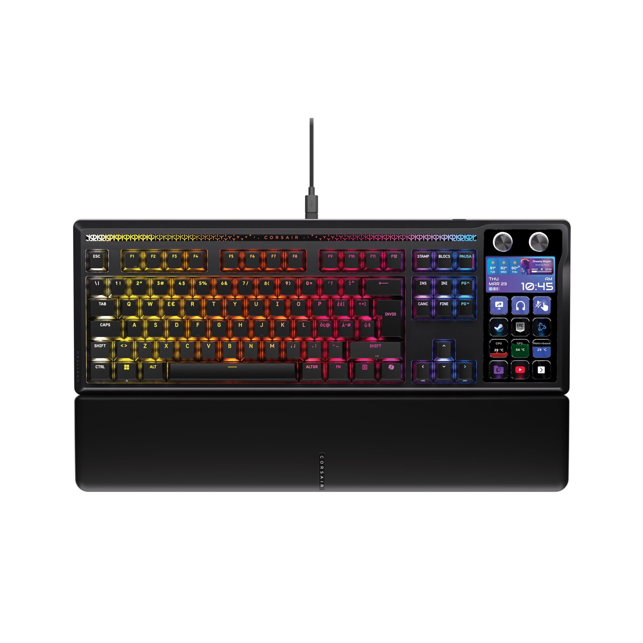 Corsair GALLEON 100 SD RGB Tastiera da Gioco Meccanica Cablata – QWERTY IT | Elgato Stream Deck Integrato, Interruttori MLX Pulse Thocky Lubrificati e Sostituibili a Caldo, FlashTap SOCD, 8,000Hz