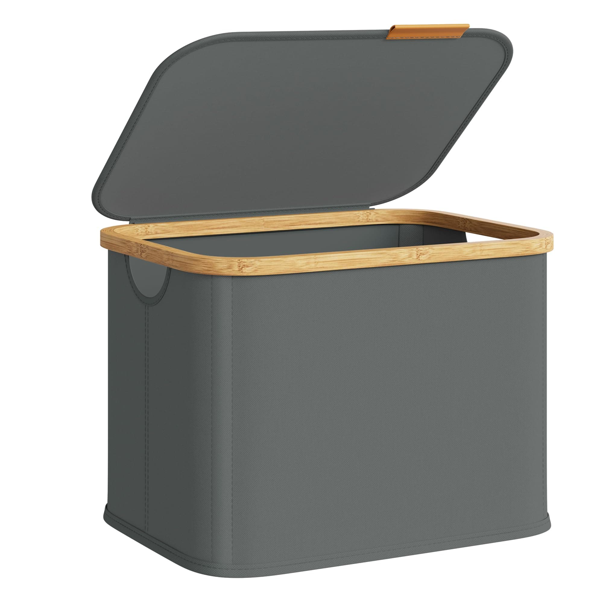 SONGMICS Wäschekorb mit Deckel, Wäschesammler platzsparend, Oxford-Gewebe, zusammenklappbar, Bambusrahmen, für Waschküche, Schlafzimmer, Wohnzimmer, 40 L, 42 x 32 x 30 cm, schiefergrau LCB516GN01
