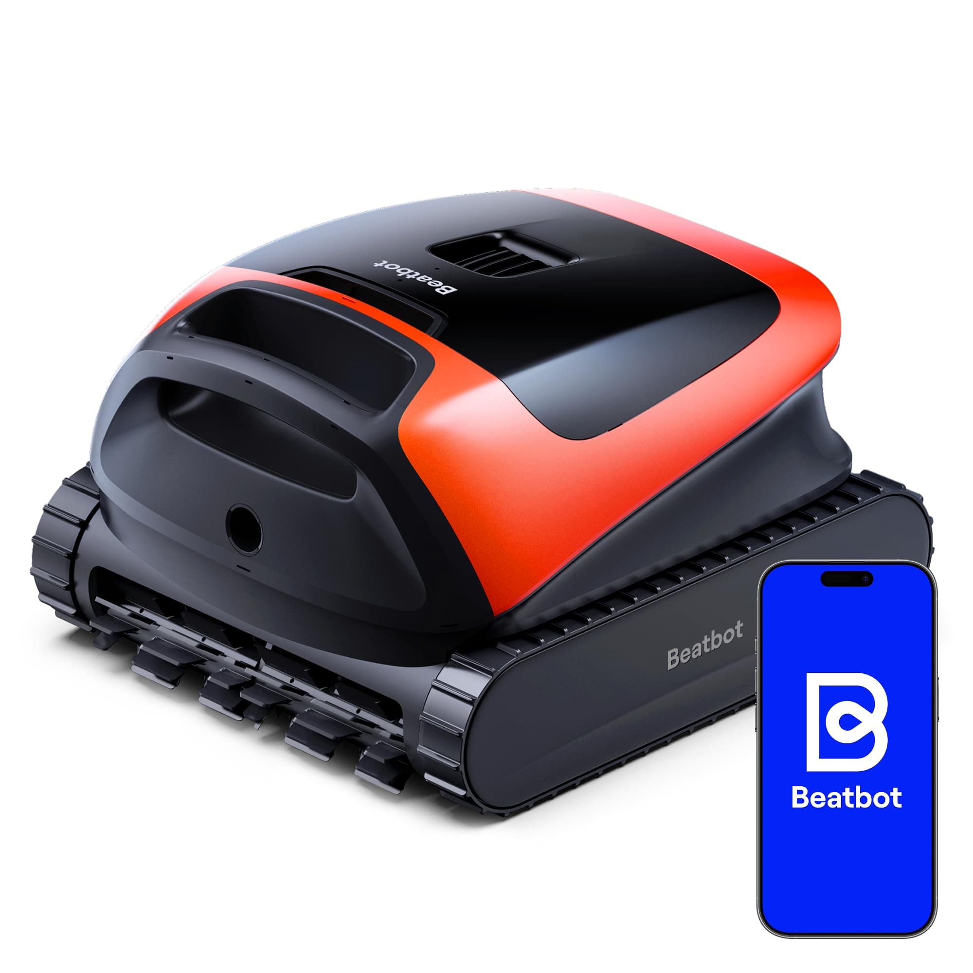 Beatbot Sora 30 Robot Piscine sans Fil, Nettoyage 3-en-1 (Fond/Parois/Ligne d'eau) + Plages Immergées, Filtre 5L Spécial Feuilles, Sortie Ultra-Légère, 5H (Grands Bassins), Aspirateur Connecté,Orange