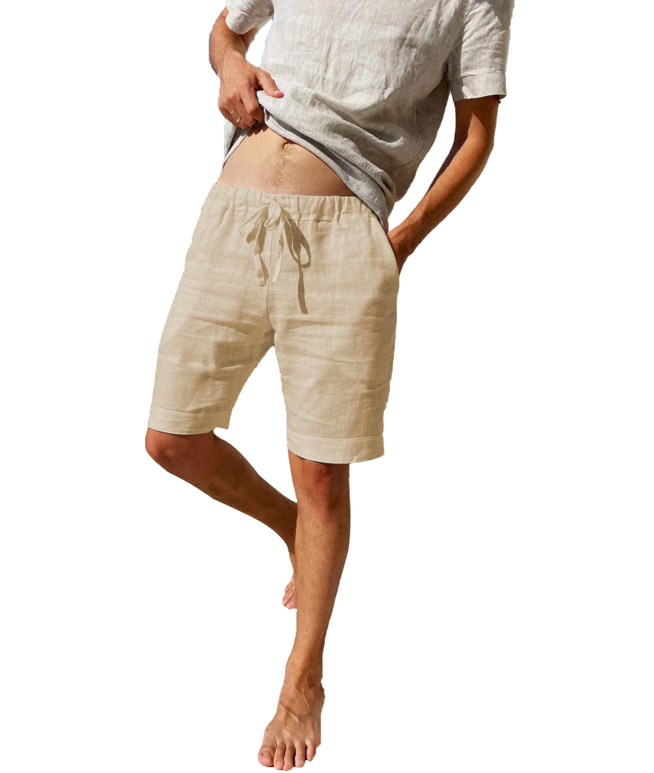 LVCBL Short d'été léger et aéré pour Homme - Coupe Ample - Coupe Ample - Pantalon Court de Loisirs