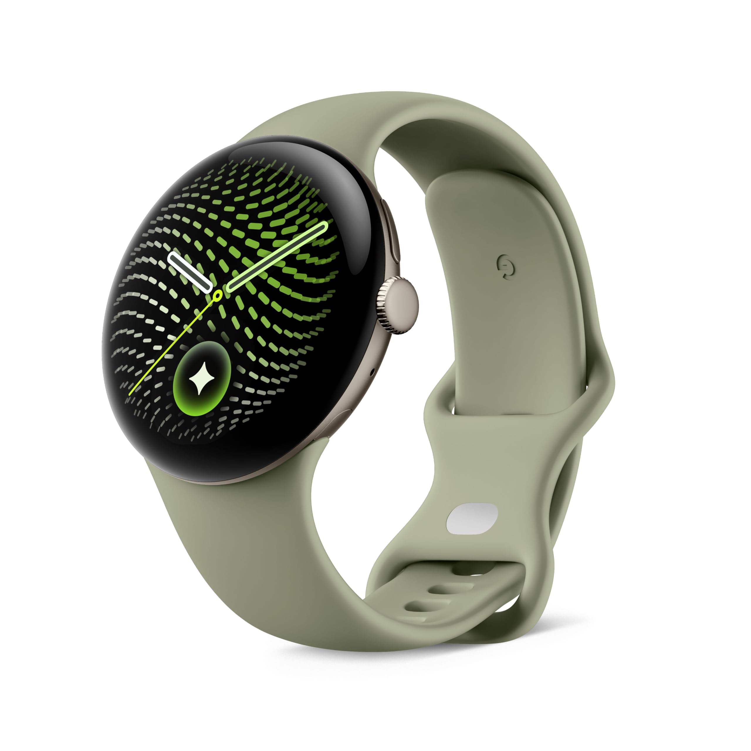 Google Pixel Watch 5 (45 mm) - Smartwatch - Pyrite Case/Olive Band, Wi-Fi | Mit gewölbtem Display, umfassendem Gesundheits- und Fitness-Tracking und Unterstützung von Gemini