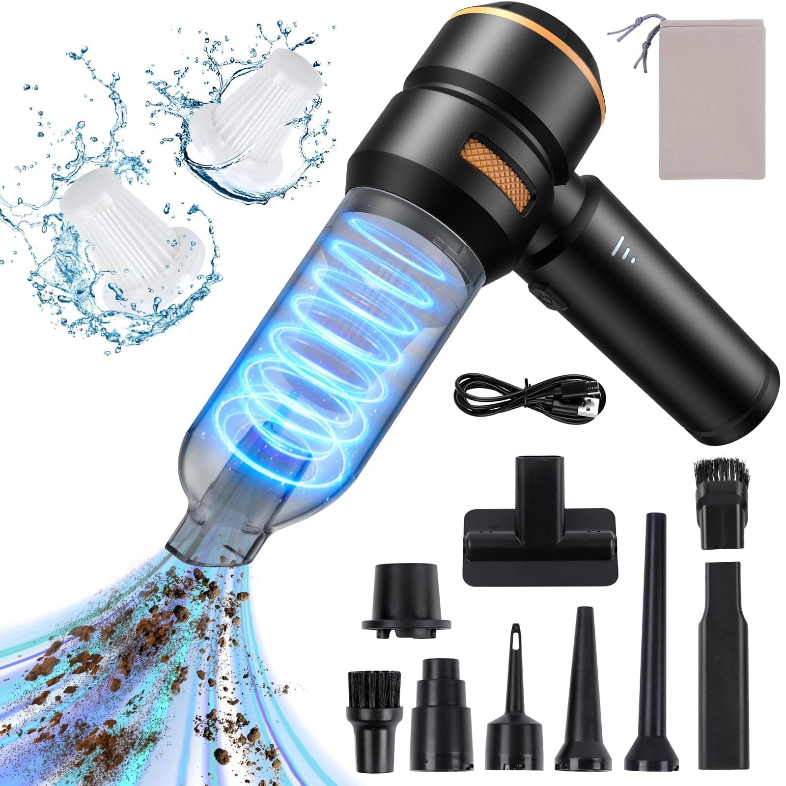 Aspirabriciole Senza Fili - 20000pa Mini Aspirapolvere Senza Fili,Aspirapolvere Auto Potente,Aspirapolvere Per Auto Ad Alta Potenza,Aspirapolvere Portatile Può Essere Utilizzato Come Pompa Gonfiabile