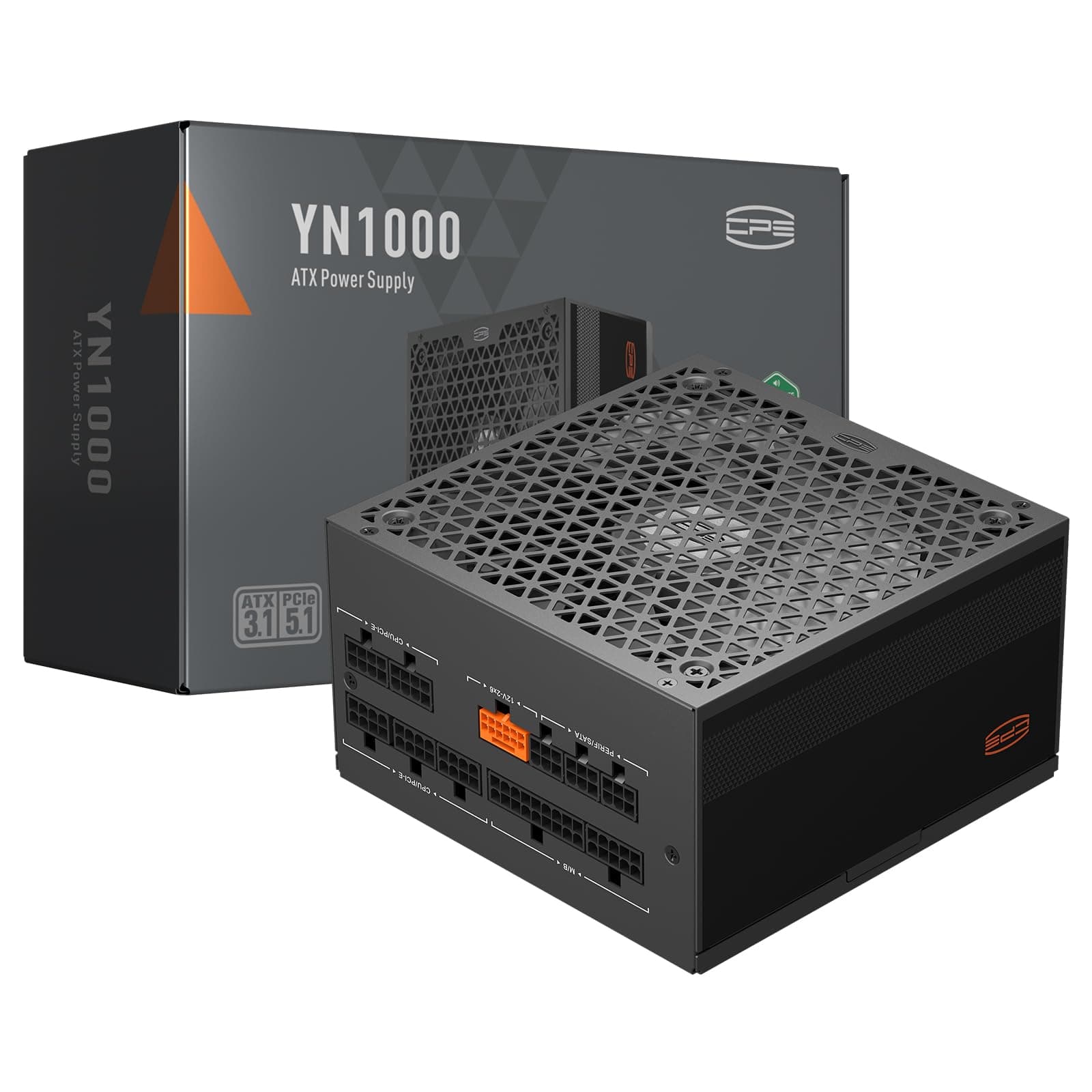 PCCOOLER YN1000 Alimentation, 1000W certifiée 80 Plus Gold entièrement modulaire PCIe 5.1 & ATX 3.1 Gaming PSU, condensateurs électrolytiques Japonais complets, Prise EU - Garantie 10 Ans