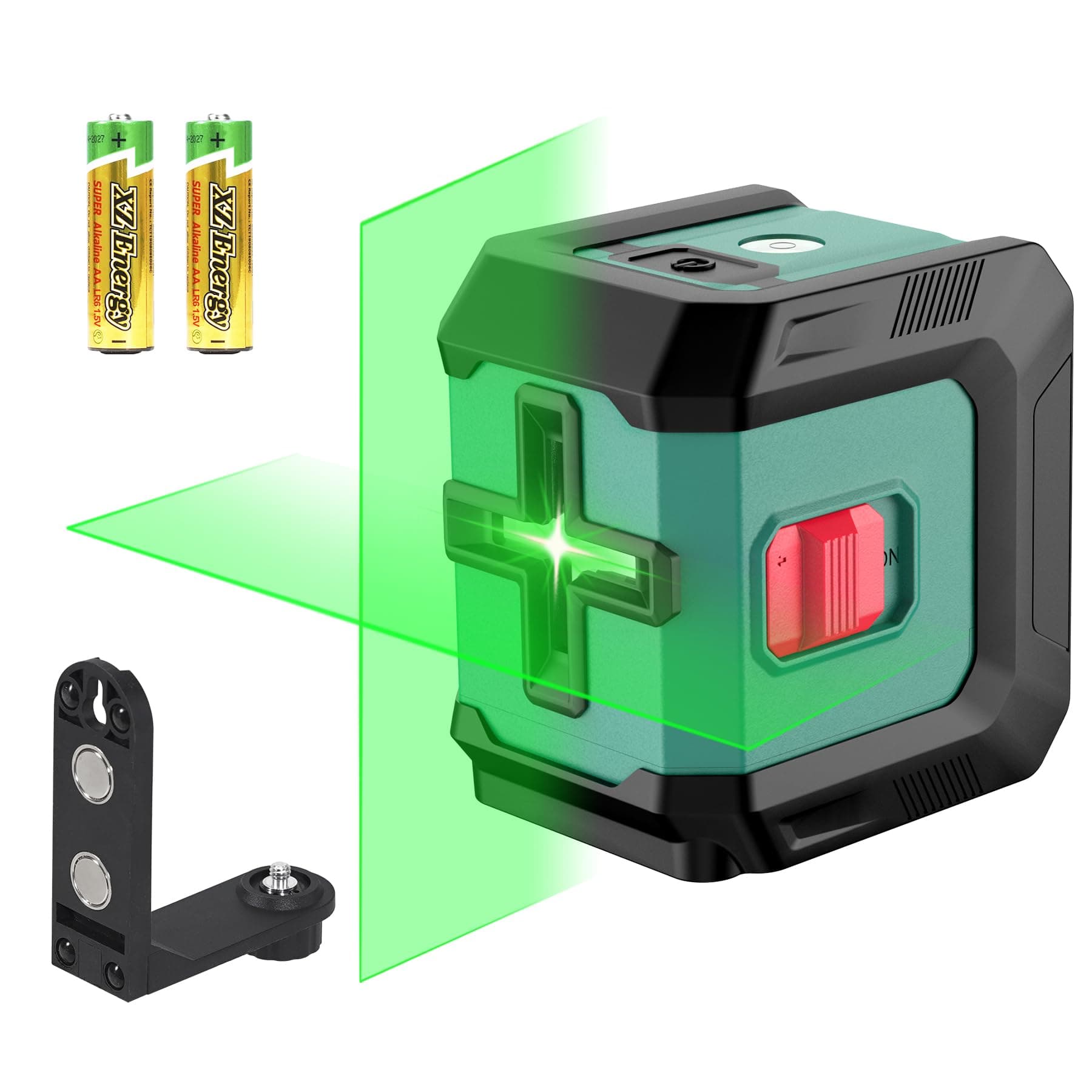 HYCHIKA Livella Laser Autolivellante, Livella Laser Verde Regolabile con 3 Livelli di Luminosità, Livello Laser 15M con Magnetica Supporto, 2 Batterie AA, Uso Interno ed Esterno