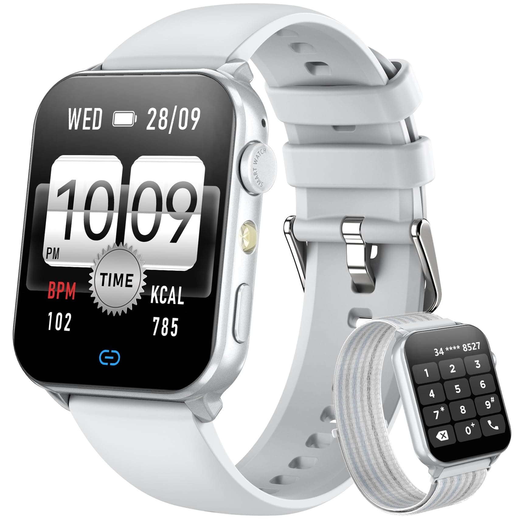 Blackview Reloj Inteligente Hombre Mujer - Llamadas Bluetooth y Notificación Mensajes, 1,91" Smartwatch con Linterna LED, SpO2, Pulsómetro, Sueño, Podómetro, Pulsera Actividad con 100 Modos Deportivos