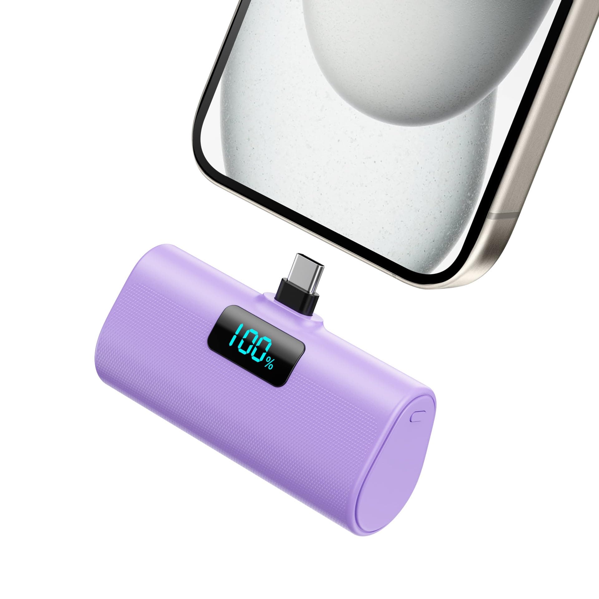 Power Bank 5200mAh, Ultra-piccolo&Ultra-compatto Caricatore Portatile USB C PD Ingressi&Uscite Mini Powrbank Batteria Esterna per iPhone 17/16/15 Android Samsung Galaxy Note Huawei iPad Pro/Air-Viola