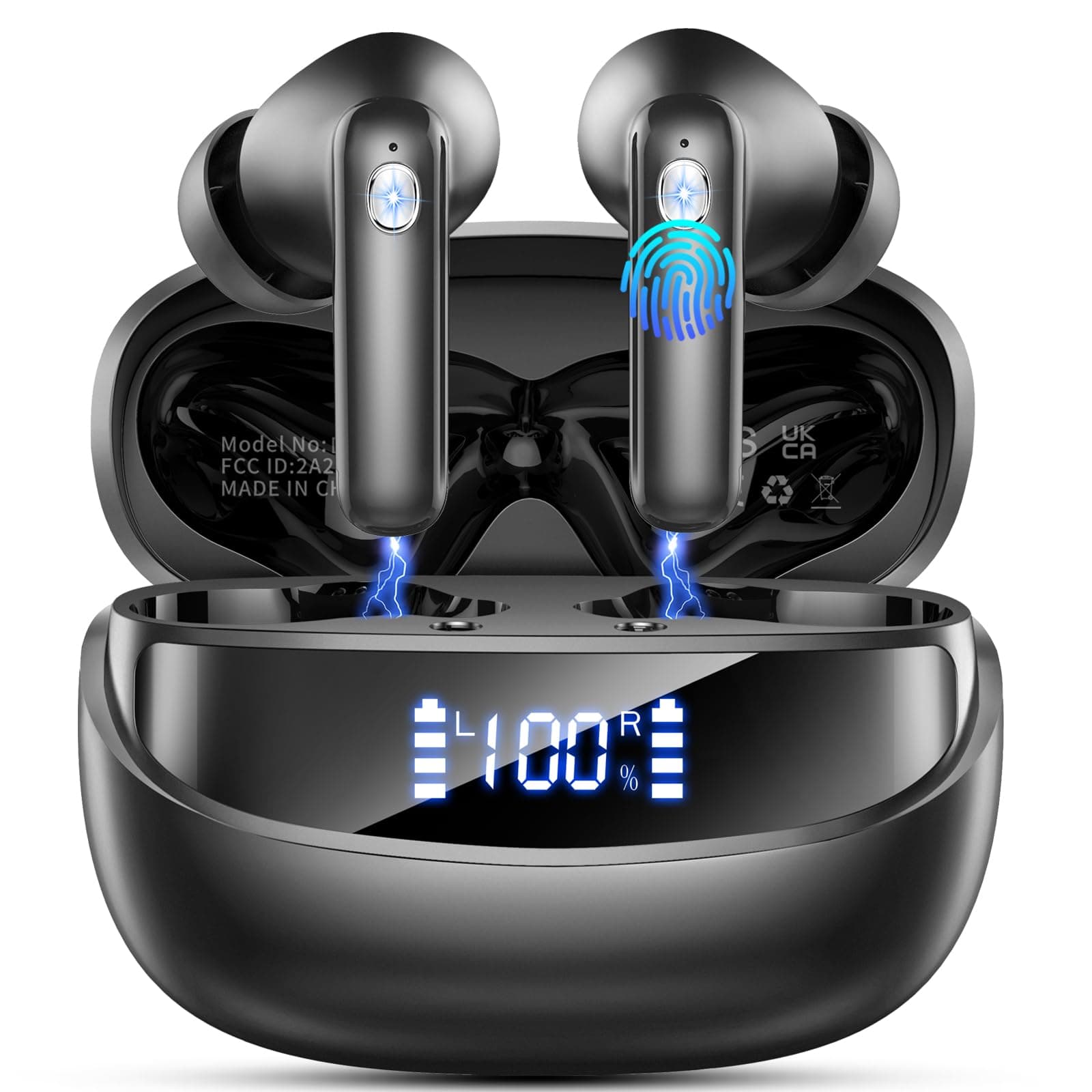Bluetooth Kopfhörer, 2026 Kopfhörer Kabellos Bluetooth 5.4, 50 Std Spielzeit In Ear Kopfhörer mit 4 ENC Noise Cancelling Mics, IP7 Wasserdicht Kabellose Kopfhörer HiFi Stereo, Ohrhörer mit LED-Anzeige