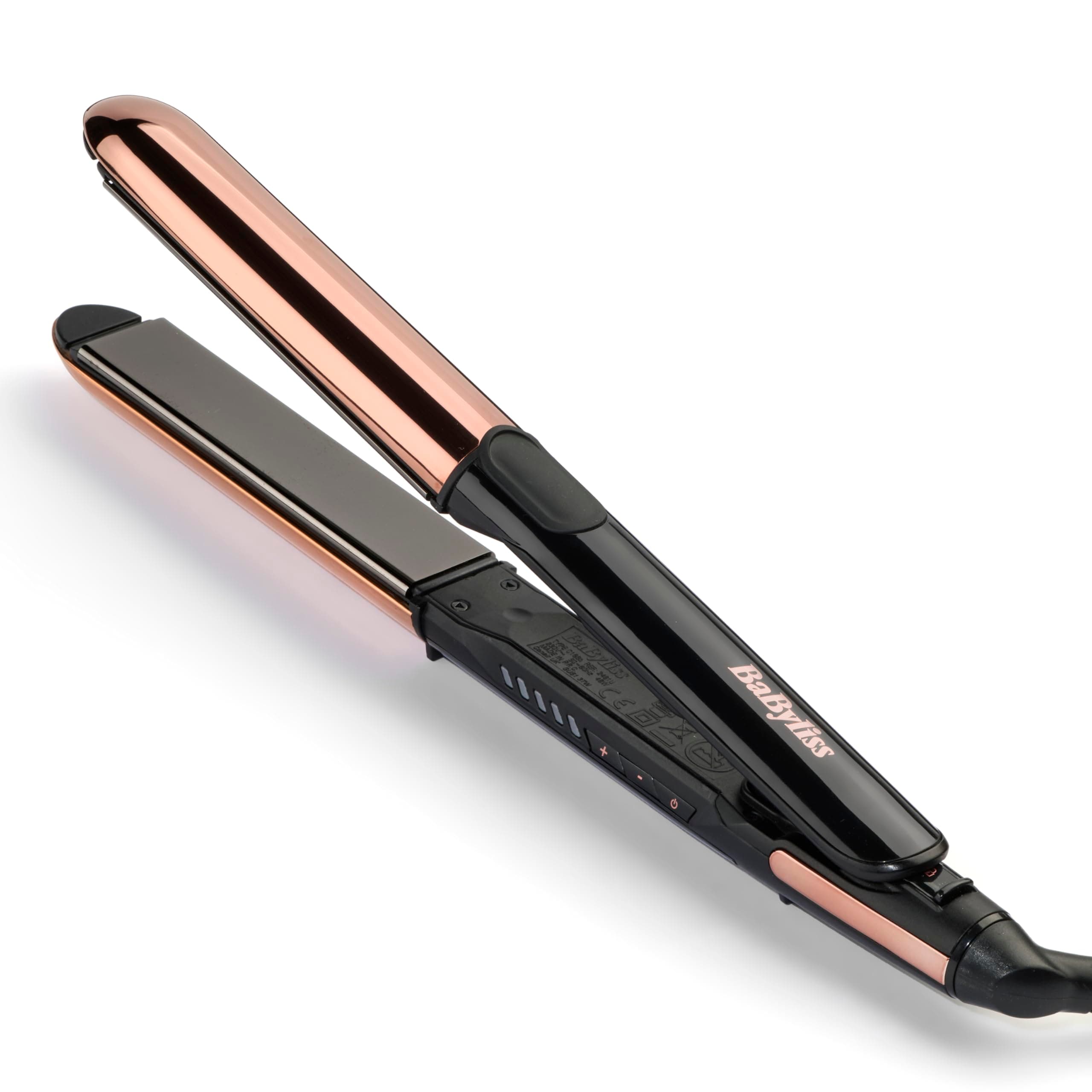 BaByliss Lisseur Cheveux Straight And Curl Brilliance-Plaques en titane, Ionique Anti-Frisottis,Chauffe rapide en 15 Secondes,Design métallique incurvé,5réglages de température jusqu'à 235°C,ST482E