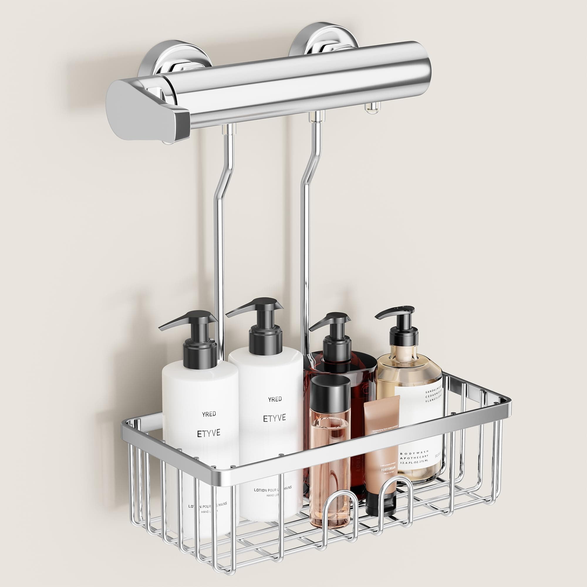Cesta de ducha colgante, no requiere taladrar, guardar champú o jabón, acero inoxidable SS304, 30 x 13 x 8,5 cm