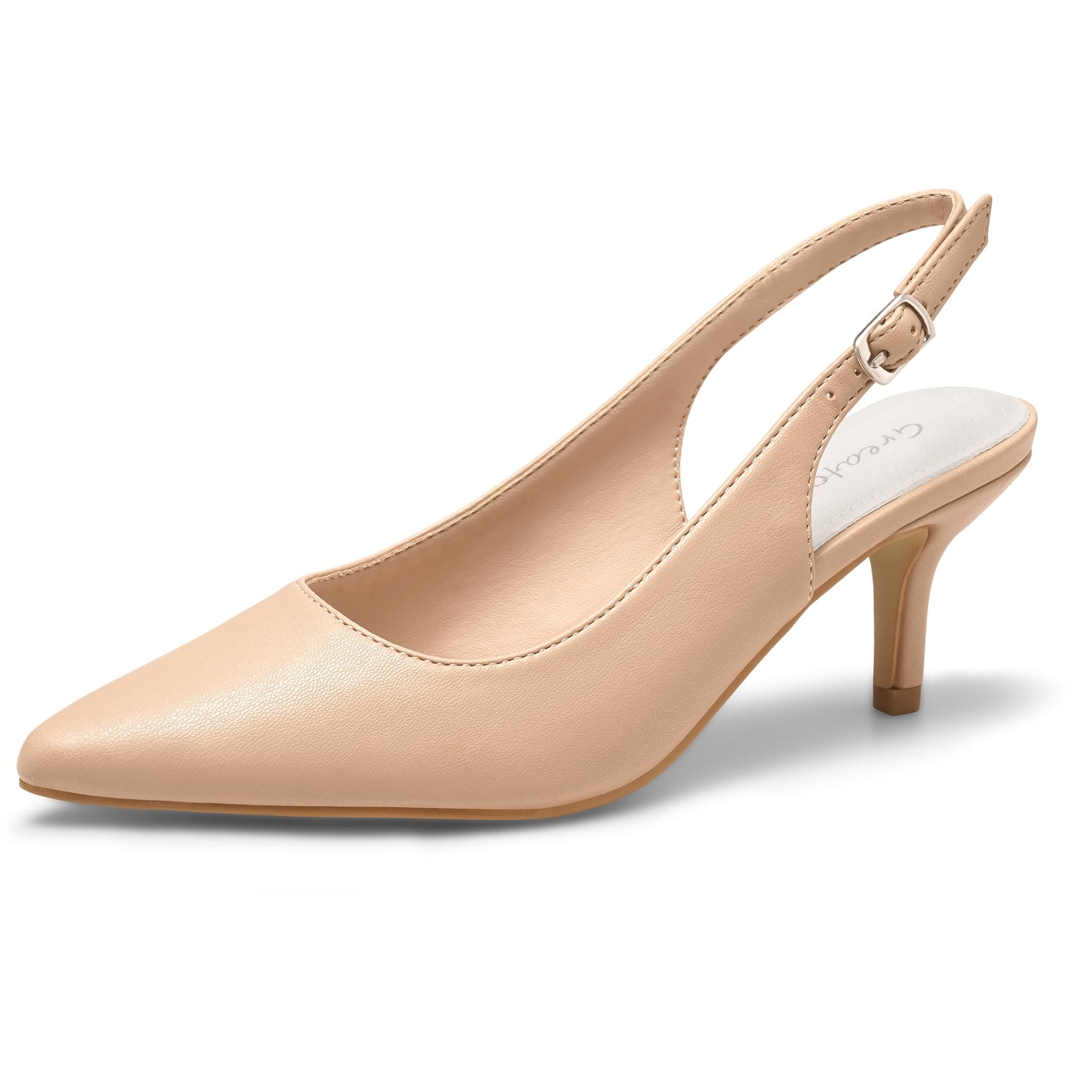 Greatonu Slingback Donna Scarpe Eleganti Decollete con Tacco Medio a Gattino e Punta