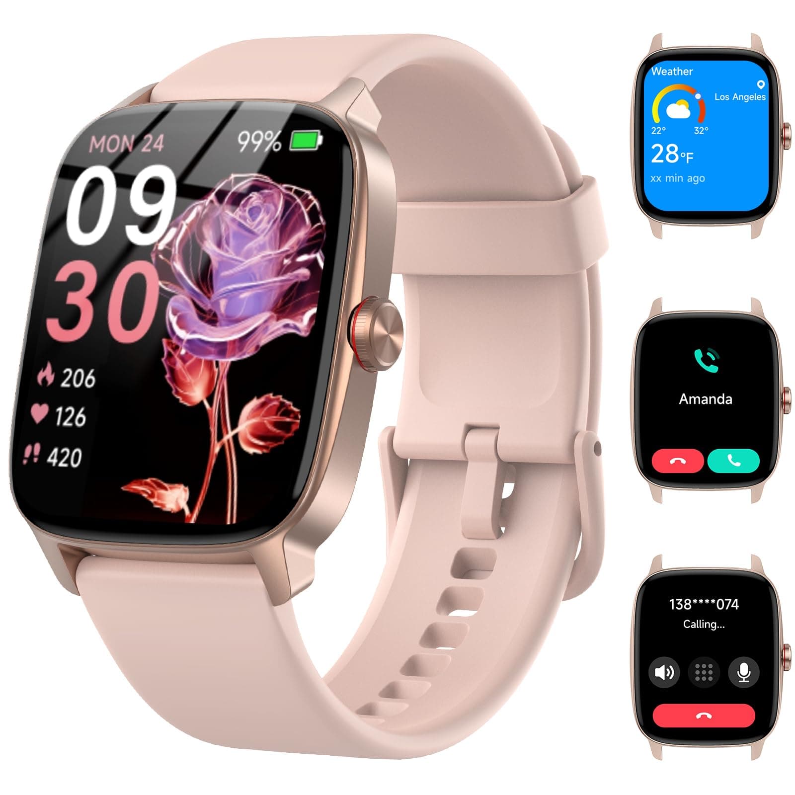 Reloj Inteligente Mujer Hombre con Llamadas Bluetooth y Voz AI, 1.85'' Smartwatch con Whatsapp Notificación, Pulsómetro/SpO2/Sueño/Podómetro, 110+ Modos Deportivos, Impermeable IP68 para iOS/Android
