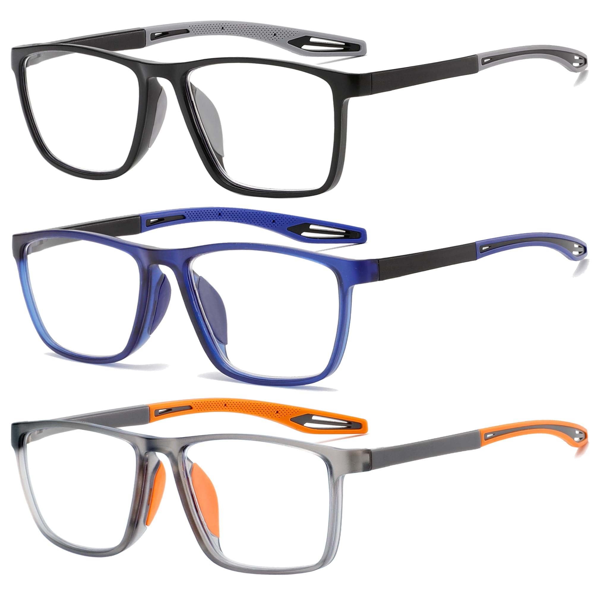 ZXYOO Occhiali da lettura da uomo 3 paia Stile sportivo Comodi e flessibili Lettori di blocco della luce blu per uomo