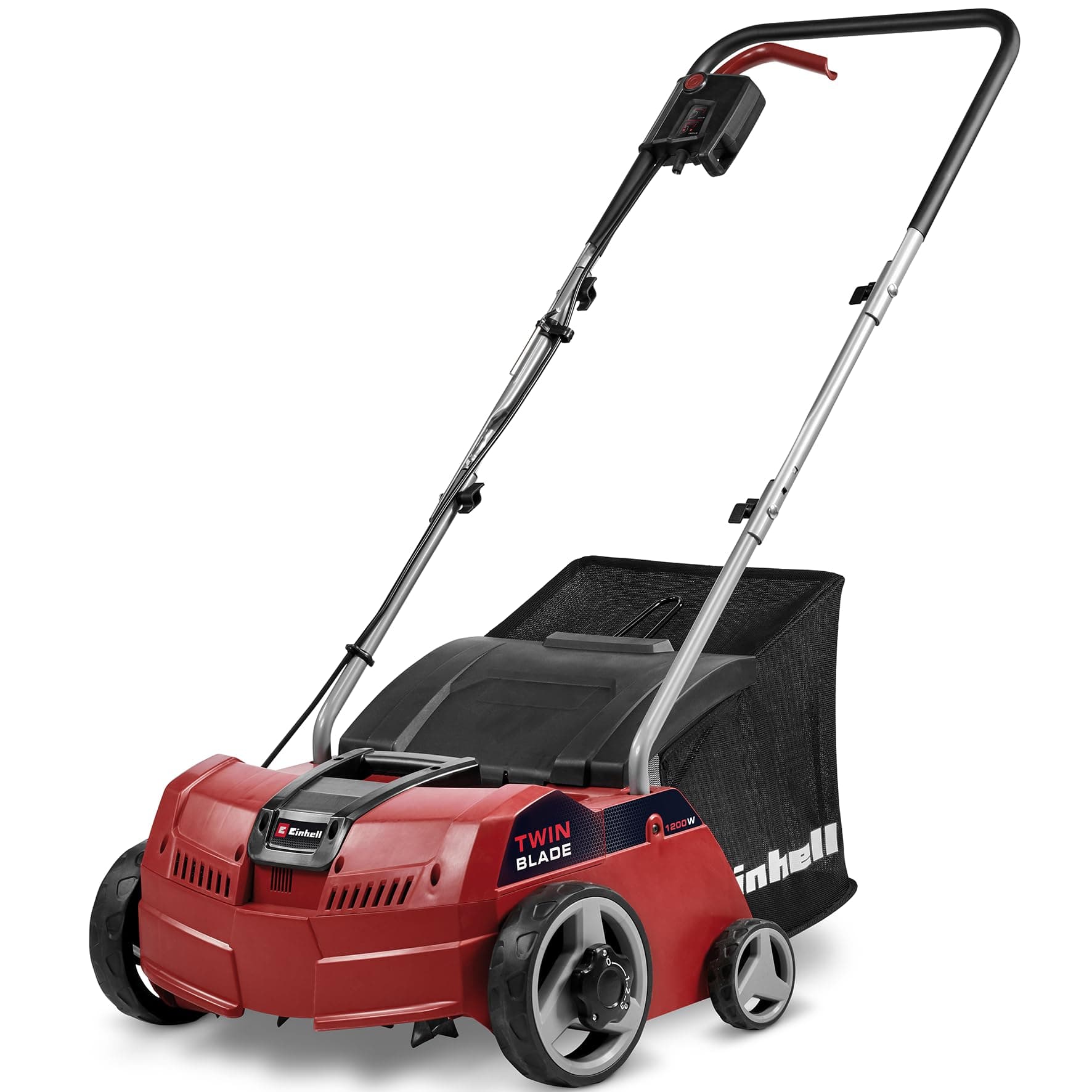 Einhell GC-SA 1231/1 Scarificatore arieggiatore elettrico (230 V, 50 Hz, 1200 W, largh. 31 cm, sacco raccolta 28 lt, 3 regolazioni profondità di lavoro)