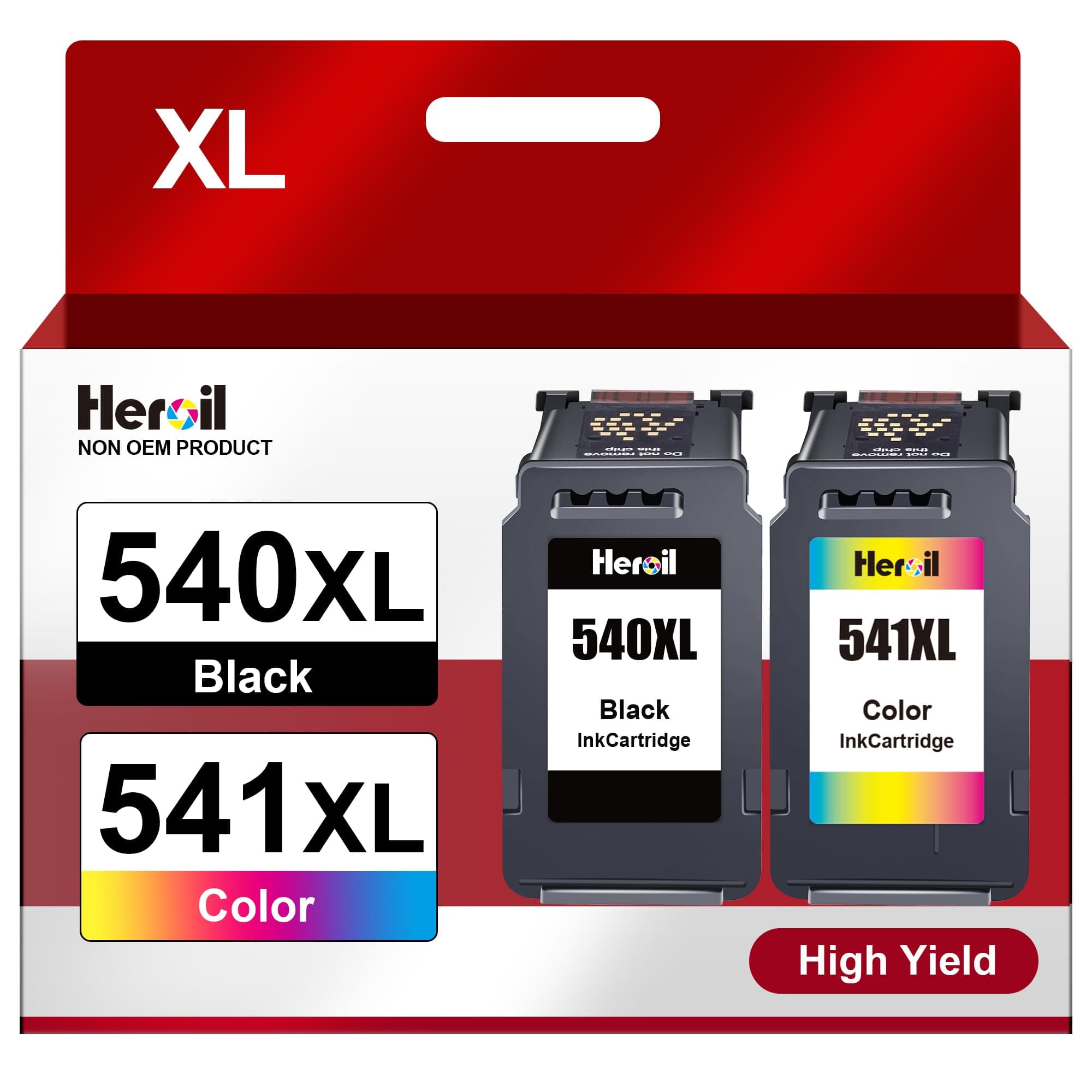 Heroil PG540 XL Negro CL541 XL Color Cartucho de Tinta sustitución para Canon 540 PG-540 CL-541 para Canon TS5150 para Pixma MG3600 MG3650S MG3650 MG4250 MX475 TS5100 MG3150 MX535(Negro Colour)