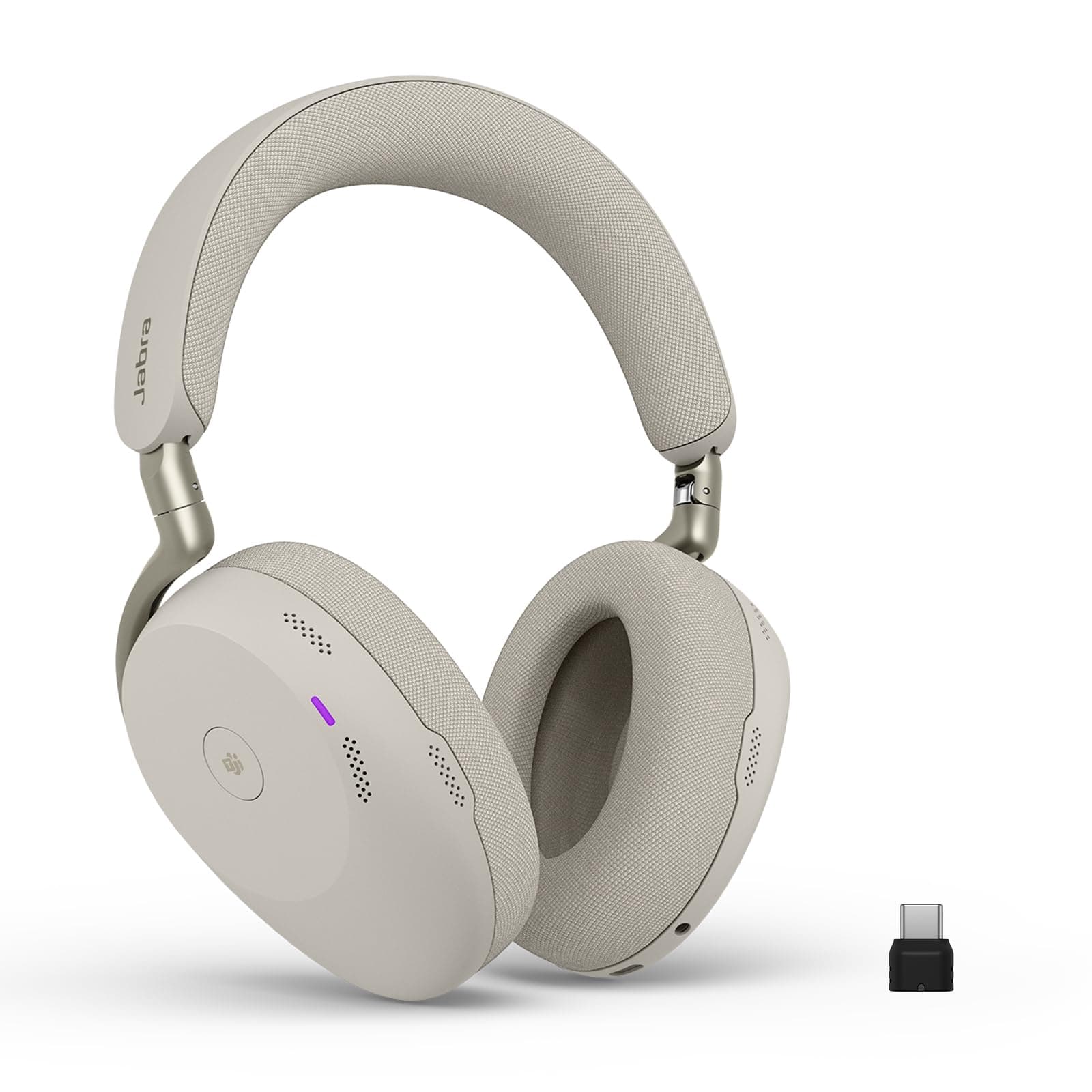 Jabra Evolve3 85 Auriculares Bluetooth Inalámbricos con Micro, Gris Cálido | USB-C, Llamadas con Tecnología IA, Cancelación Ruido Activa Adaptativa, 25h Batería, Certificado para MS Teams