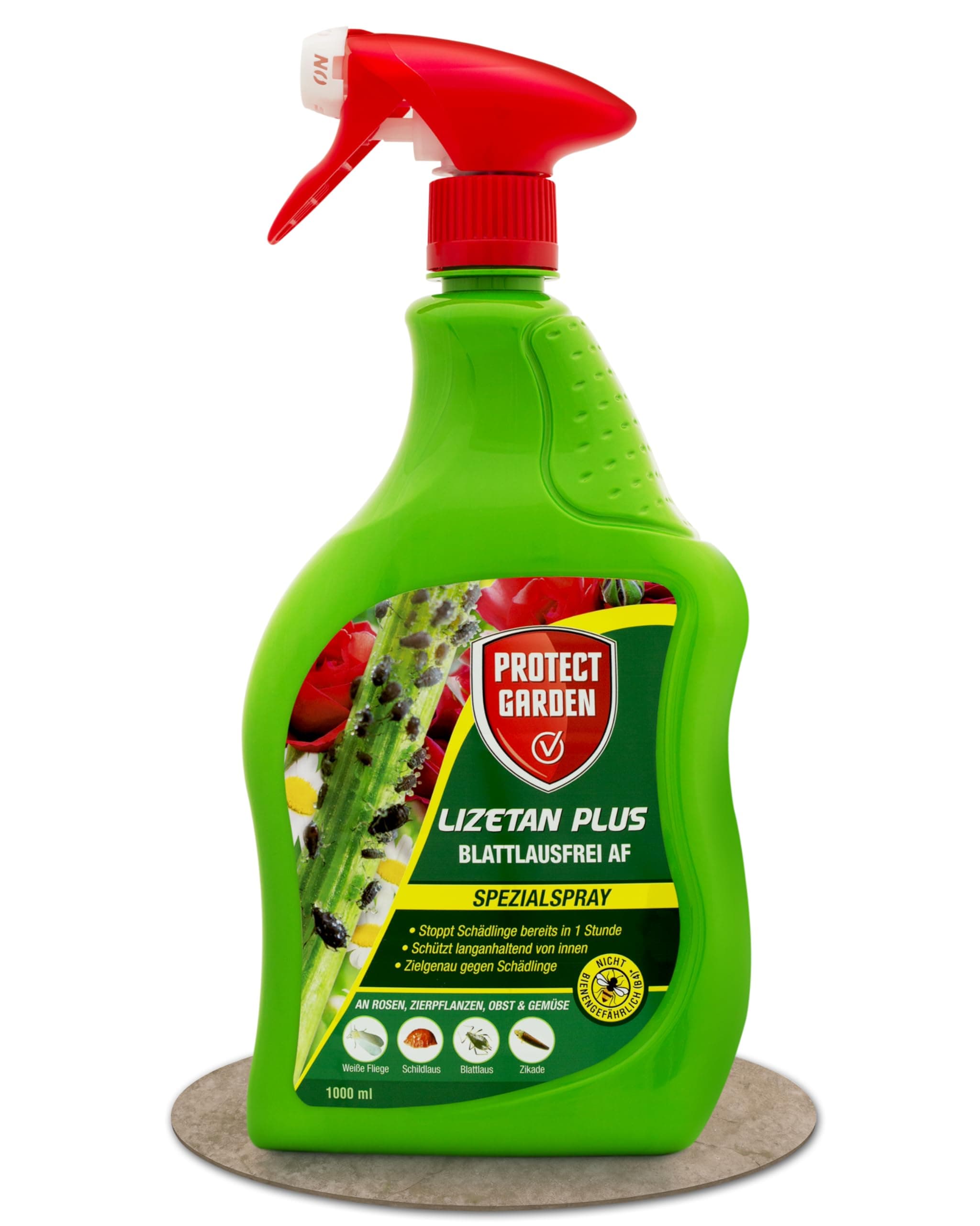 PROTECT GARDEN Lizetan Plus Blattlausfrei AF Spezialspray gegen Blattläuse an Rosen, Zierpflanzen, Obst und Gemüse, 1 Liter
