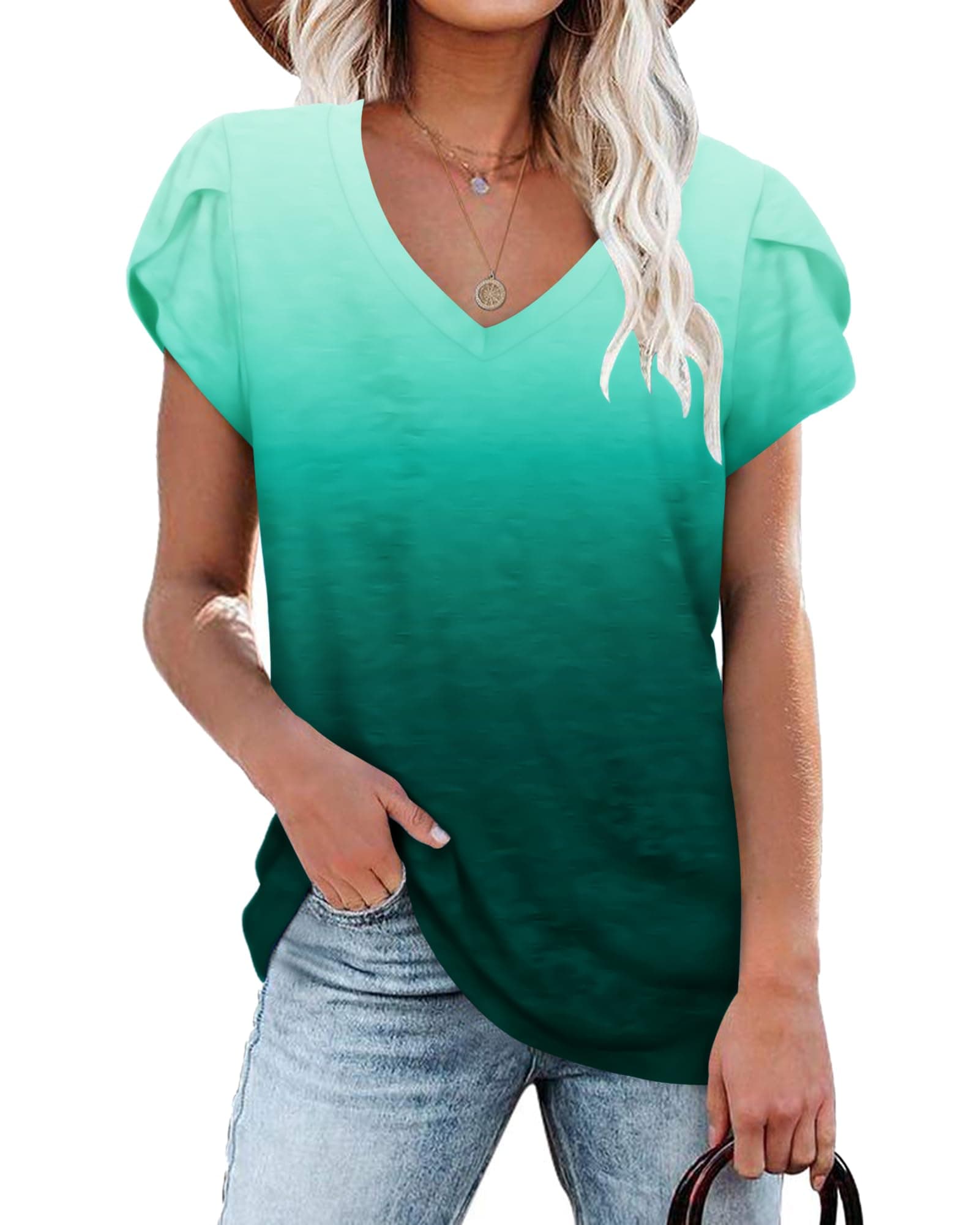 PLOKNRD T-Shirt D'été à Manches Courtes pour Femme Haut Élégant Top Décontracté Quotidien Classique