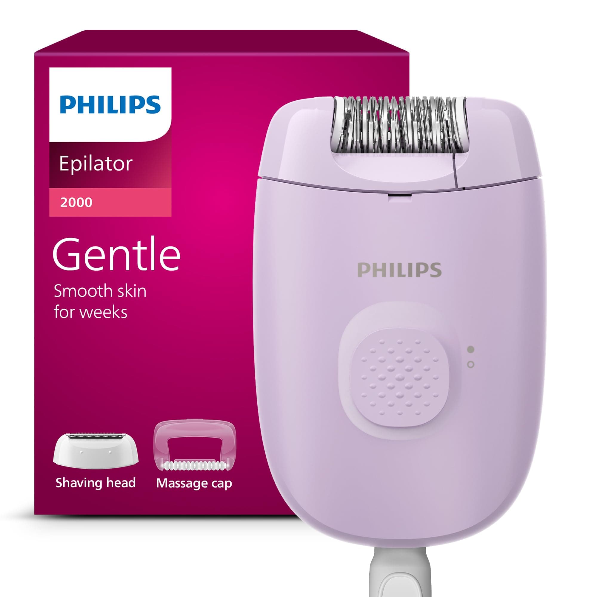 Philips épilateur série 2000 – épilateur filaire pour le corps et les zones sensibles, épilation et rasage pour femmes, modèle BRE237/00