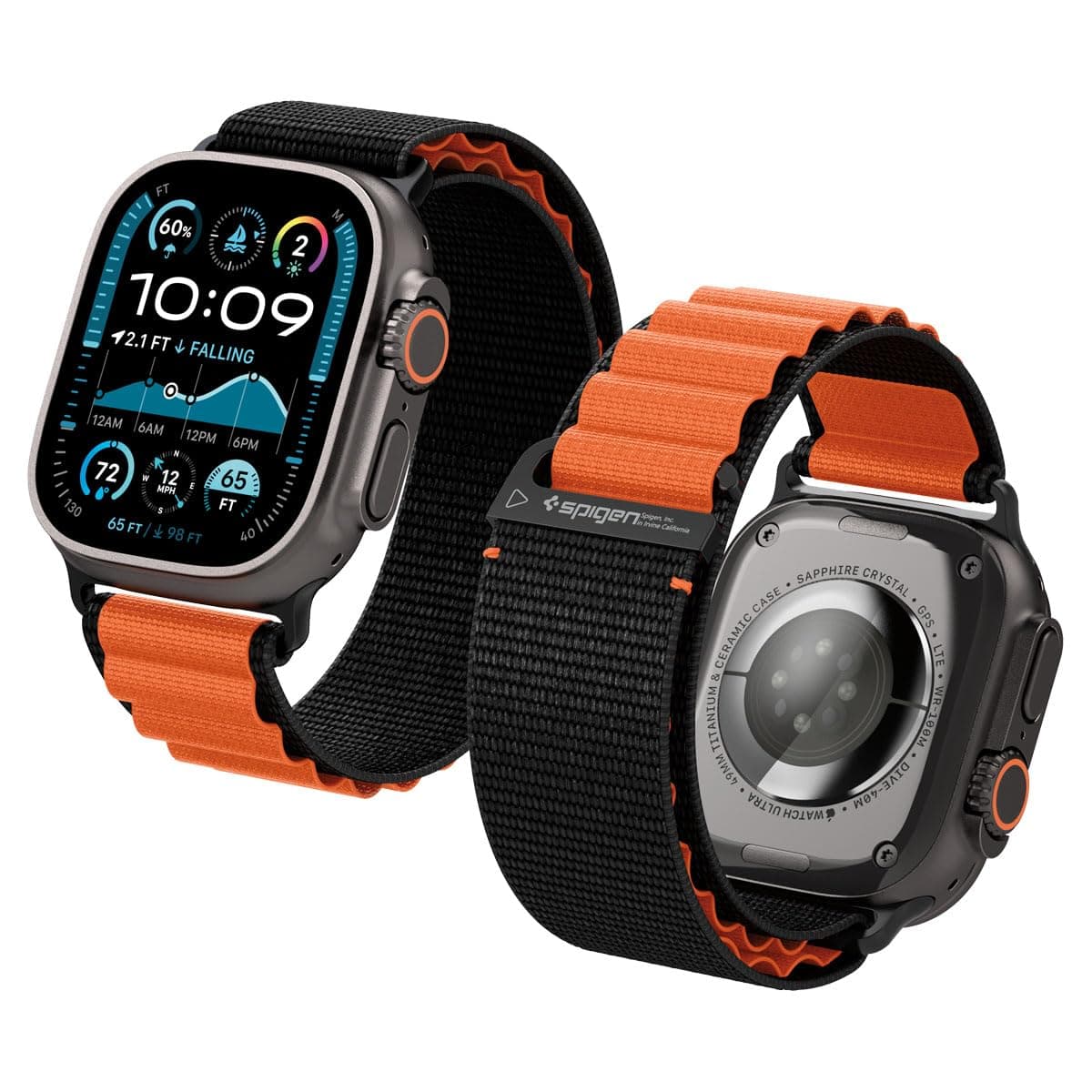 Spigen Cinturino in tessuto di nylon con gancio per Apple Watch compatibile con Apple Watch Ultra 3/2/1 (49 mm), serie 11/10 (46 mm), 9/8/7 (45 mm), SE/6/5/4 (44 mm), 3/2/1 (42 mm)