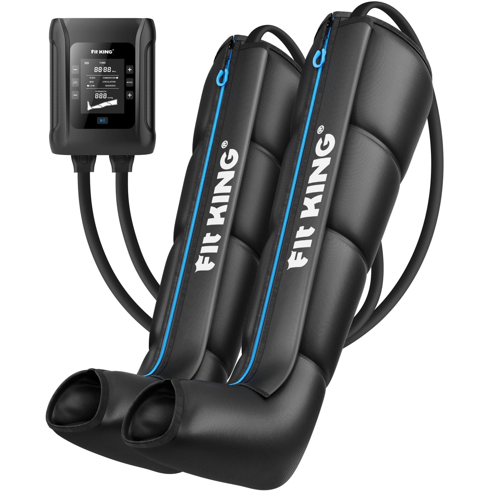 FIT KING Masseur de jambes sans fil, Pressothérapie à domicile rechargeable pour la douleur et la circulation (Petit)