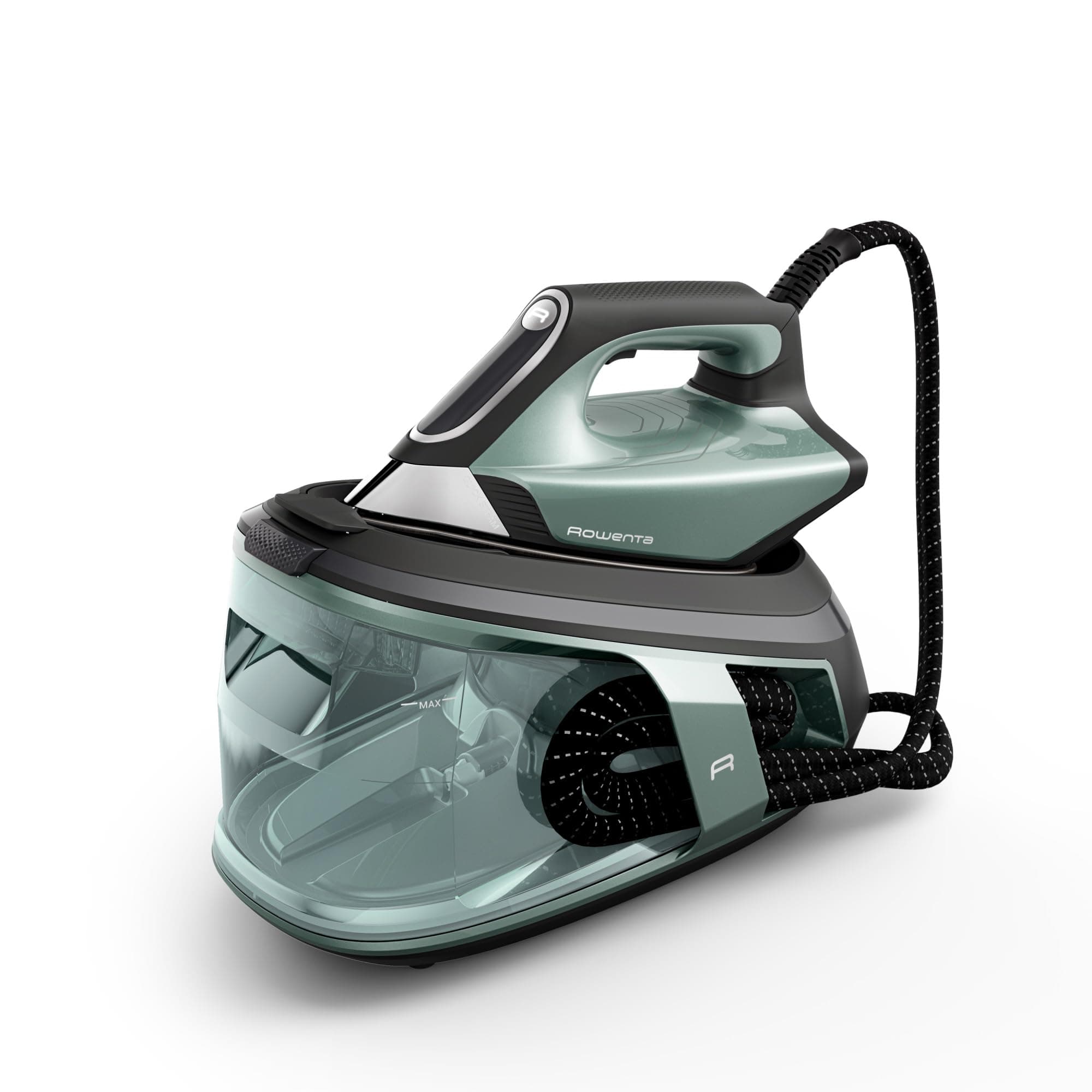 Rowenta Force Pro 500, Generatore di Vapore Potente, Risparmio Energetico, con Modalità ECO e MAX e Tecnologia Quicksteam, Design Compatto, Colore Verde Eucalipto e Nero, VR9042