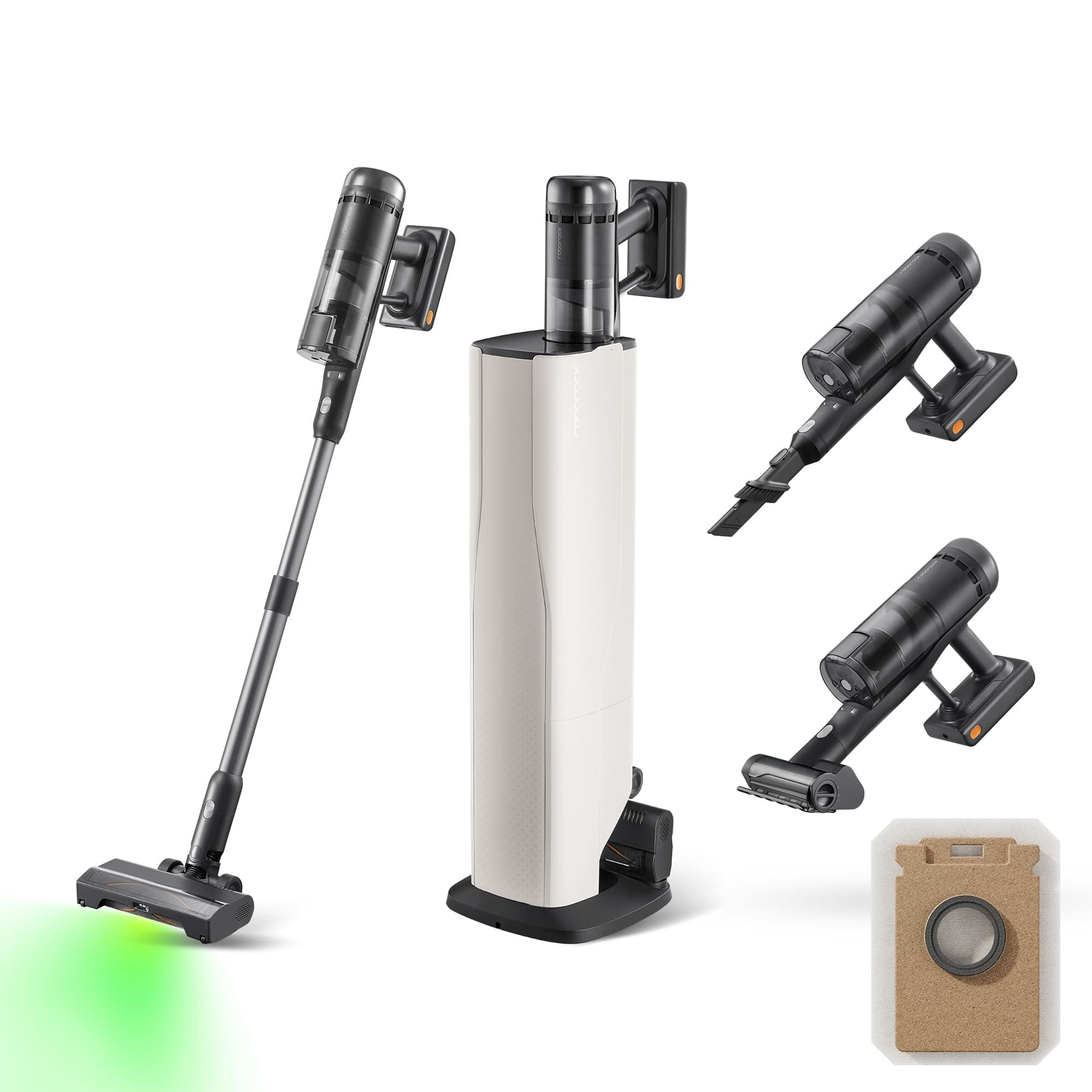 roborock H60 Hub Ultra Aspirateur Balai sans Fil avec Station Auto-Vide, 210 AW, 90 Min, Brosse Anti-Enmêlement, 140° Lumière Verte, Affichage LED, Accessoires Tous Sols, Poils Animaux et Tapis