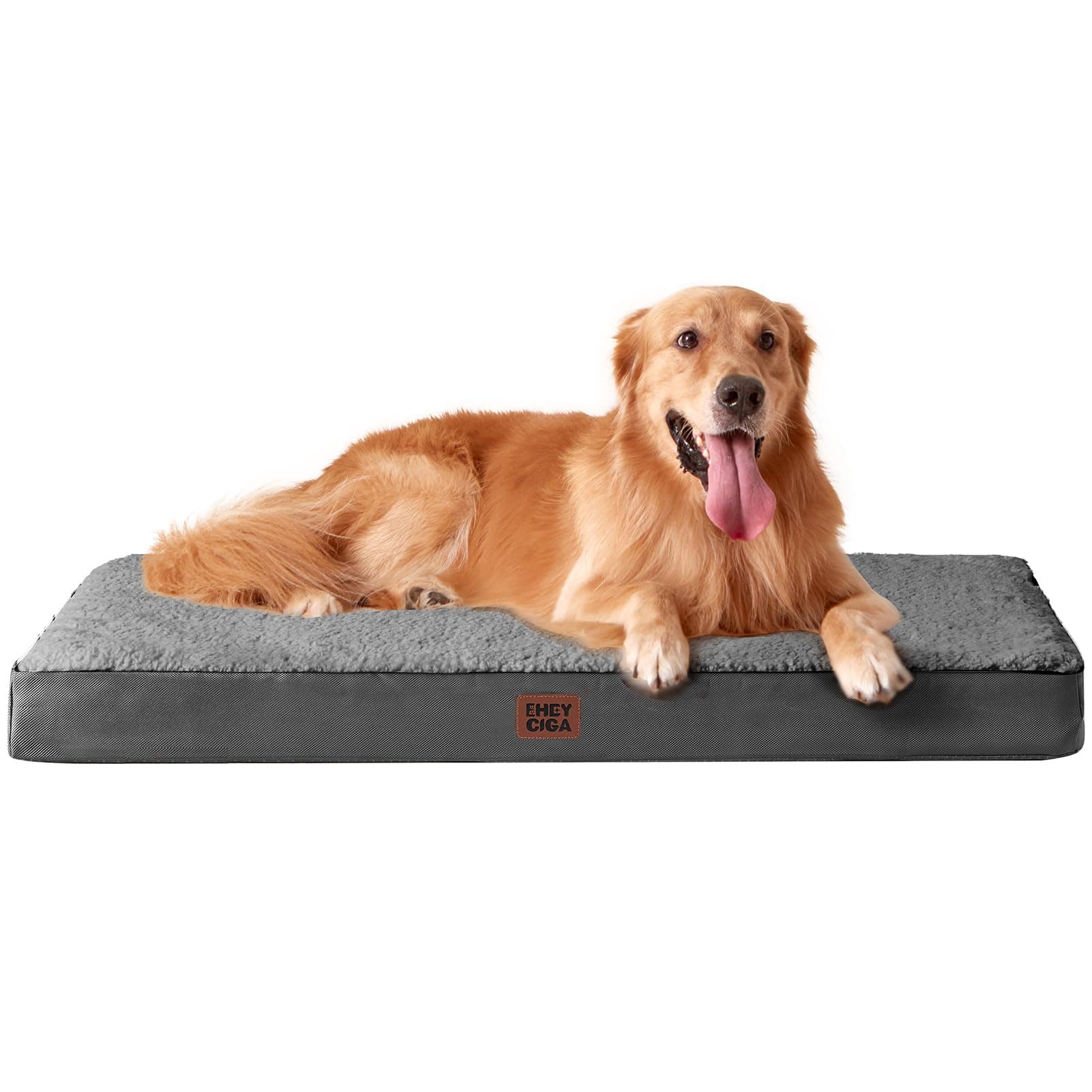 EHEYCIGA Cama Perros Extra Grande Ortopédica, 112x81x9cm Colchon Perro con Espuma De Caja De Huevos, Colchoneta Perro Lavable, Dog Bed, Gris