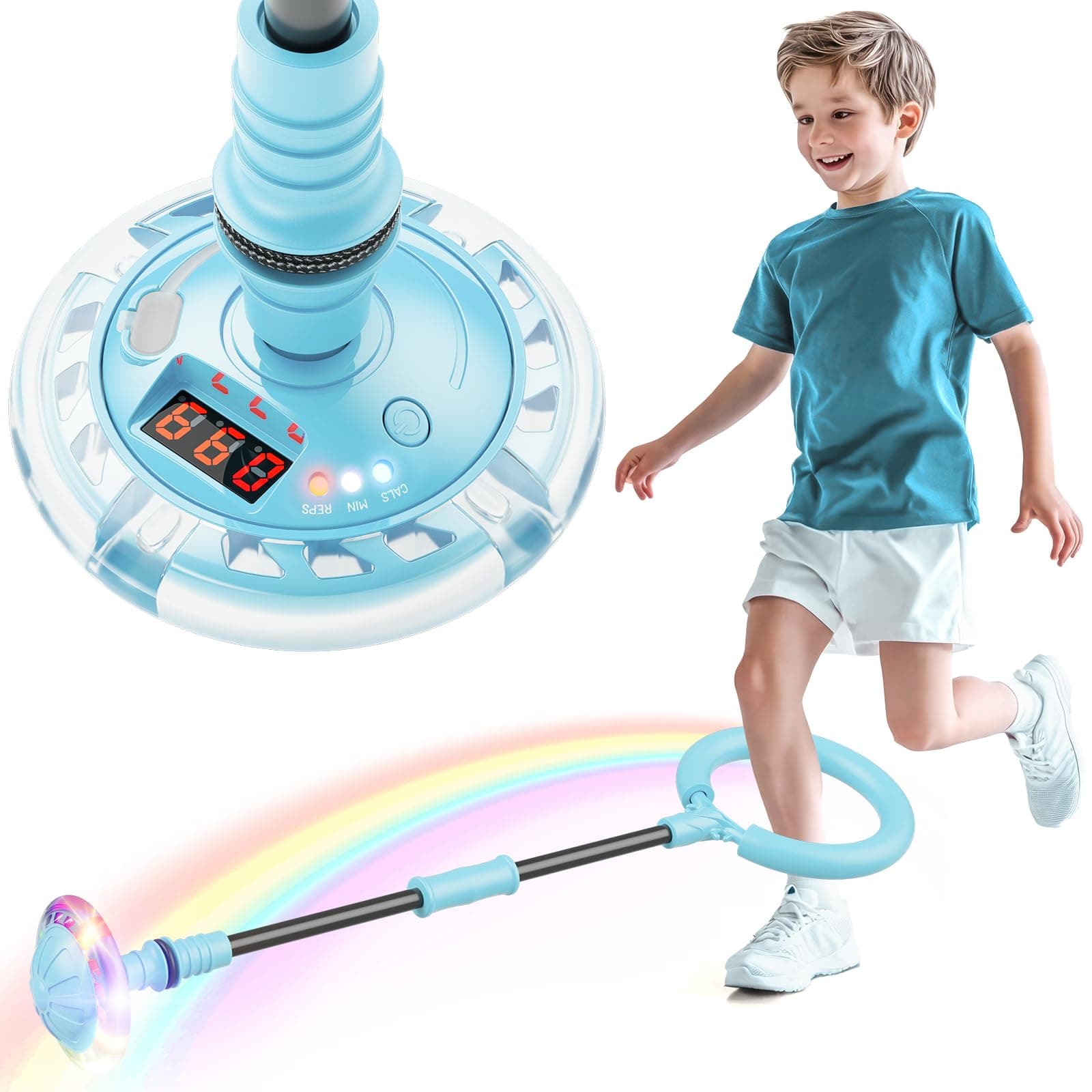 Bola de Salto de Tobillo Juguete Niña 6 7 8 9 10 11 Años Recargable Skip It Luminoso Regalos Niña Juegos Niñas Bola Saltarina Para con Conteo de Vueltas Conteo de Calorías Conteo de Tiempo Azul Claro