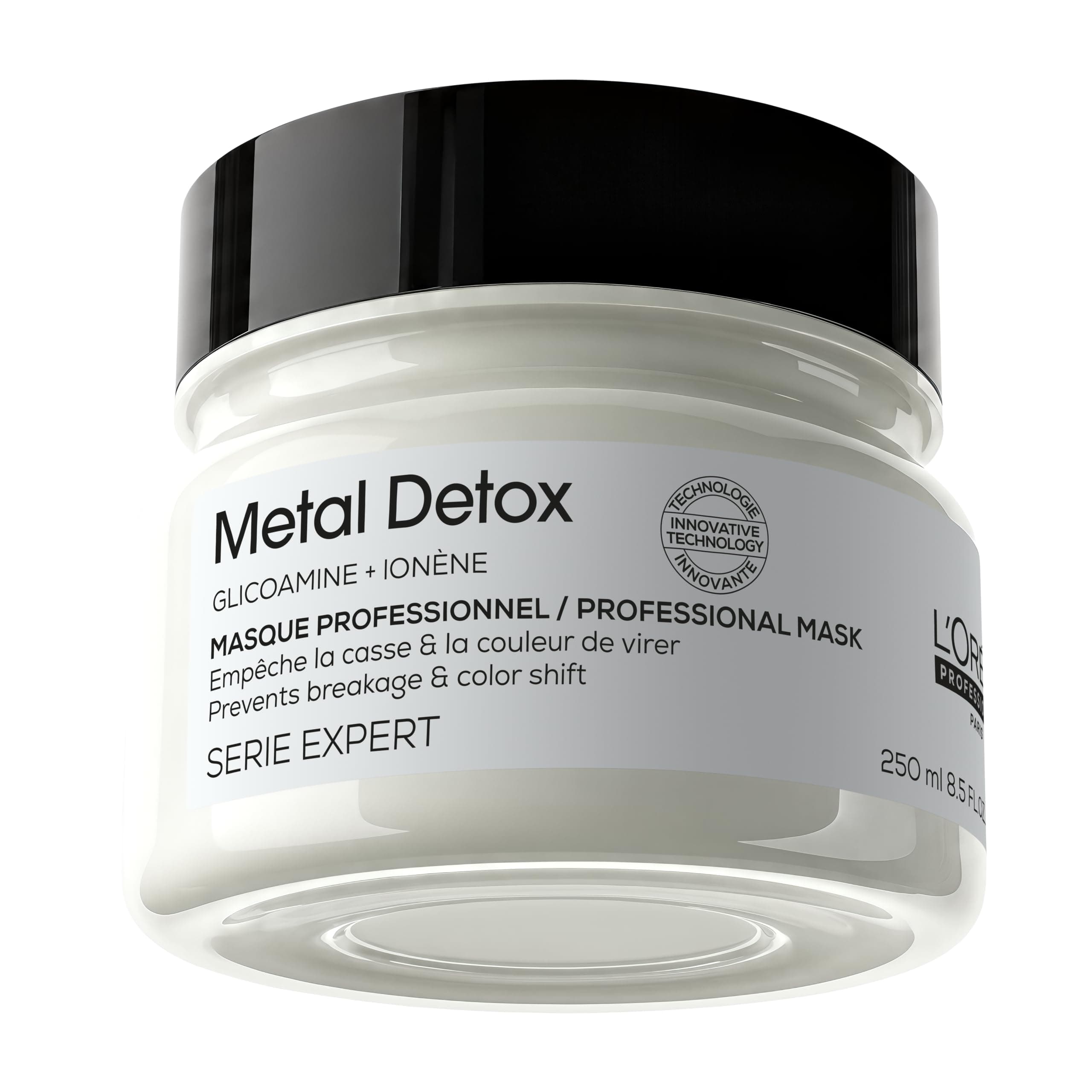 L'OREAL PROFESSIONNEL - Masque Metal Detox - Cheveux Secs & Abîmés - 250 ml | Cheveux Lisses & Bouclés à Frisés, Naturels & Colorés - Hydratation 1000H - Casse -97% - Douceur +96% - Soin Protecteur