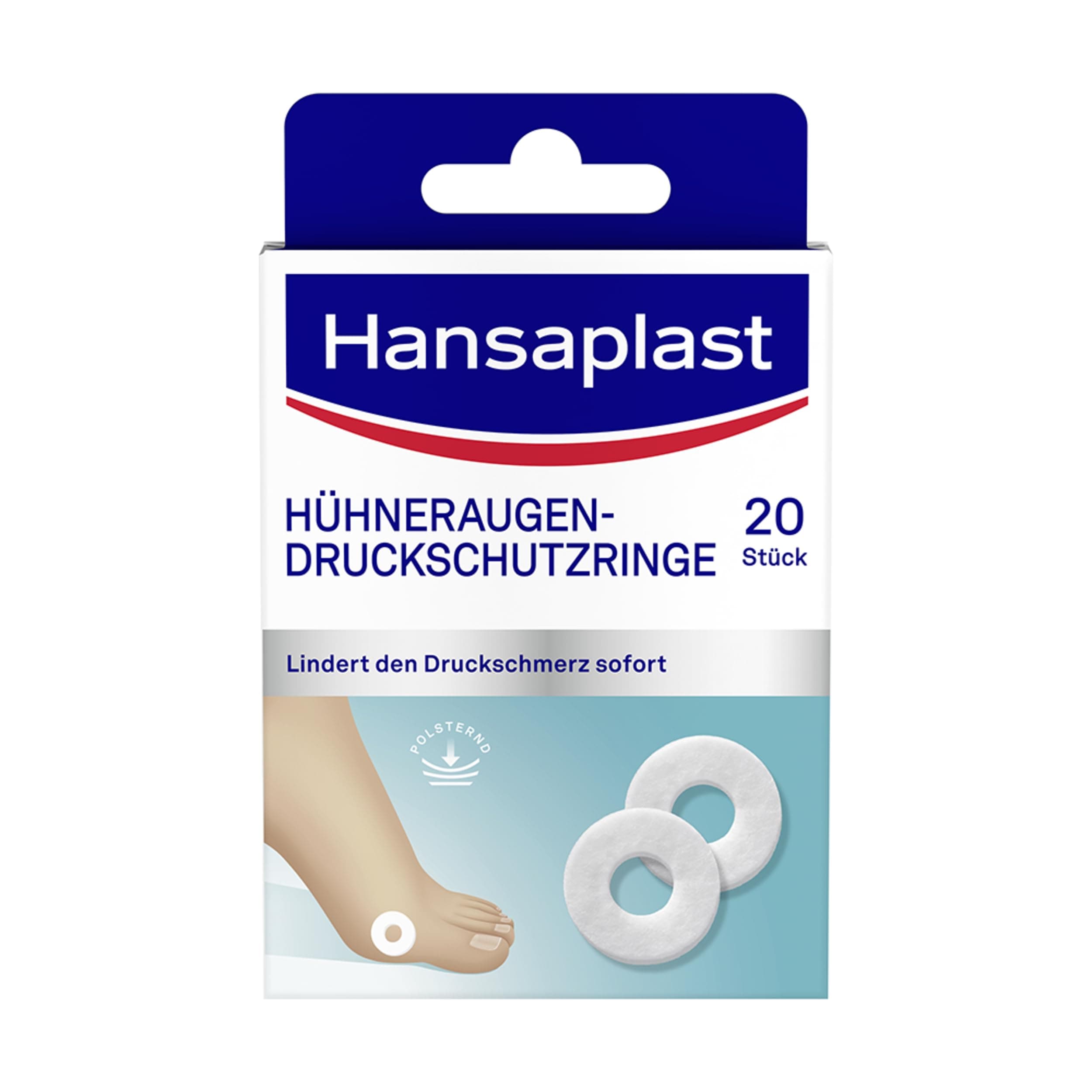 Hansaplast Hühneraugenringe (20 Stück), Hühneraugen Pflaster für sofortige Schmerzlinderung, hautfreundliches Fußpflaster schützt vor Druck durch Schuhe