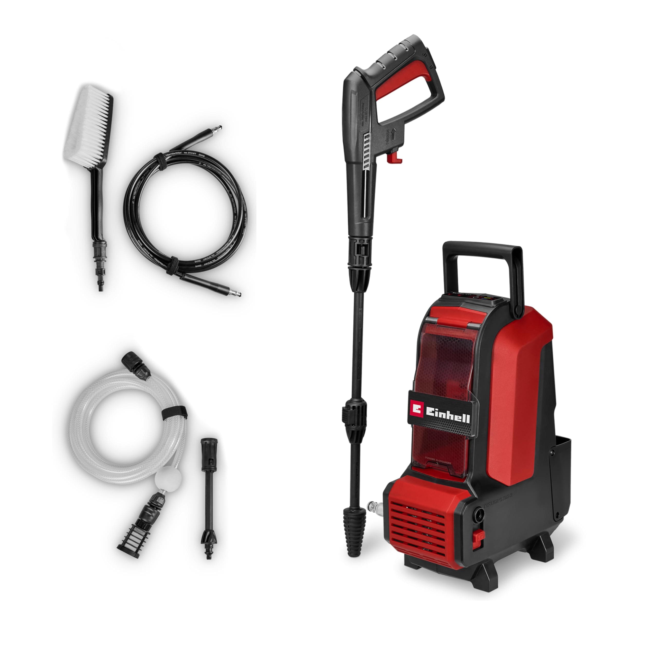 Einhell Nettoyeur Haute Pression sans Fil HYPRESSO 36/105 Power X-Change (36 V, 105 Bar, 270 l/h, Flexible à air comprimé 4 m, Flexible d’Aspiration 5 m, 2 Buses, Brosse, Lance, sans Batteries)