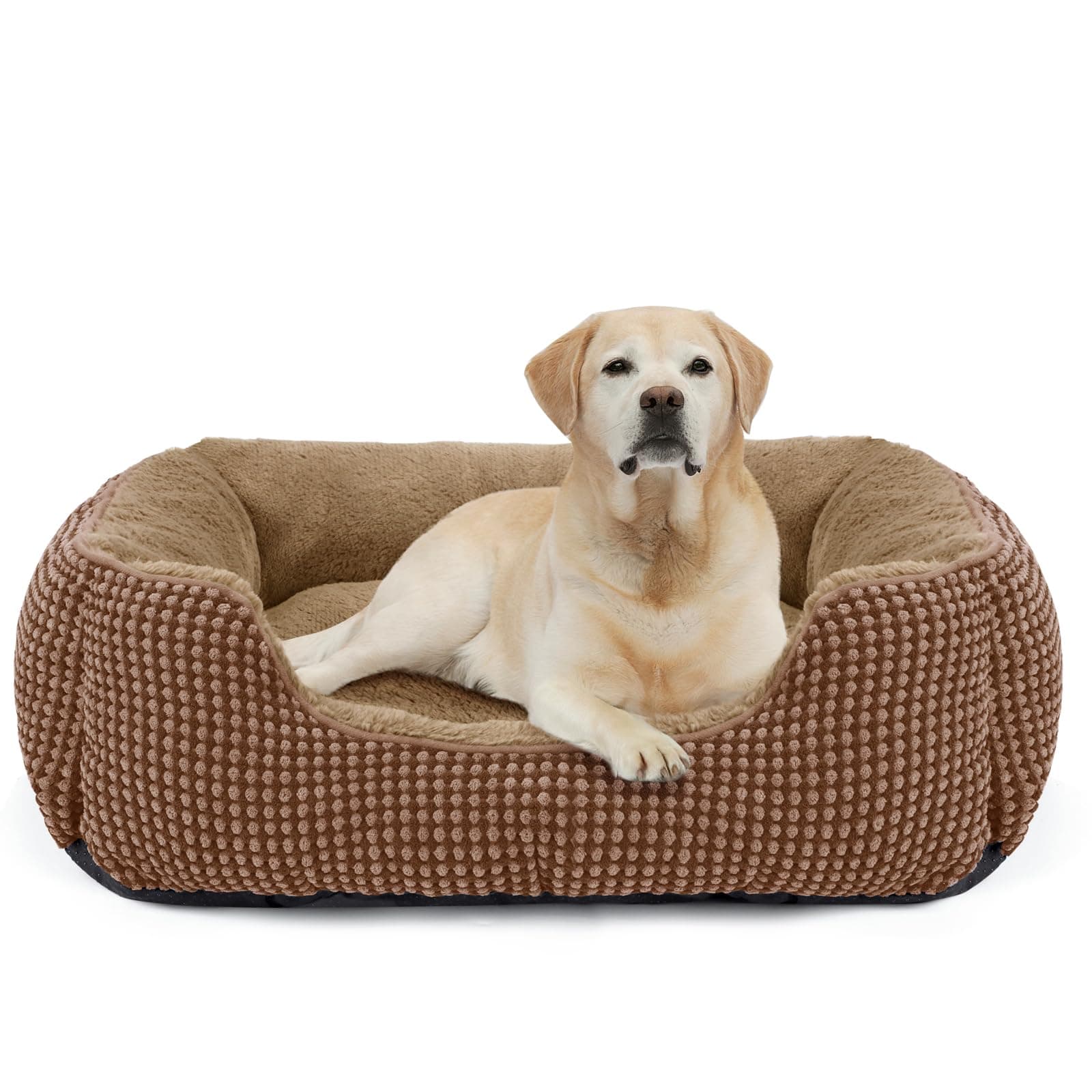 FURTIME Panier pour Chien Moyen Taille, Lit Chien Lavable Duveteux, Antidérapant Coussin Anti-anxiété pour Moyen Grande Chiens et Chats, 76x61x23cm