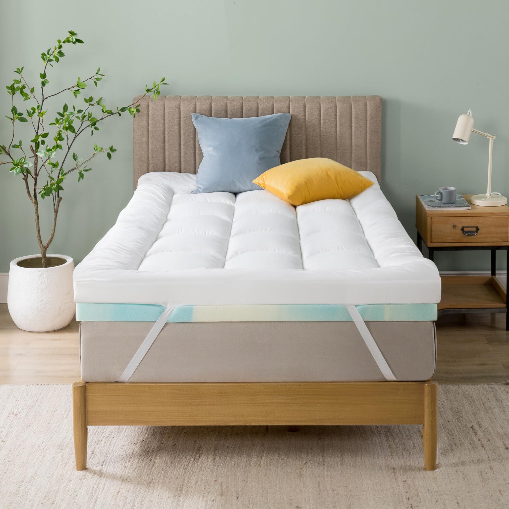 Zinus Topper 90x190 cm – Grosor de 10 cm – Sobrecolchón de Espuma con ventilación refrescante – Firmeza Media – Funda Suave y Transpirable – Certificado Oeko-Tex