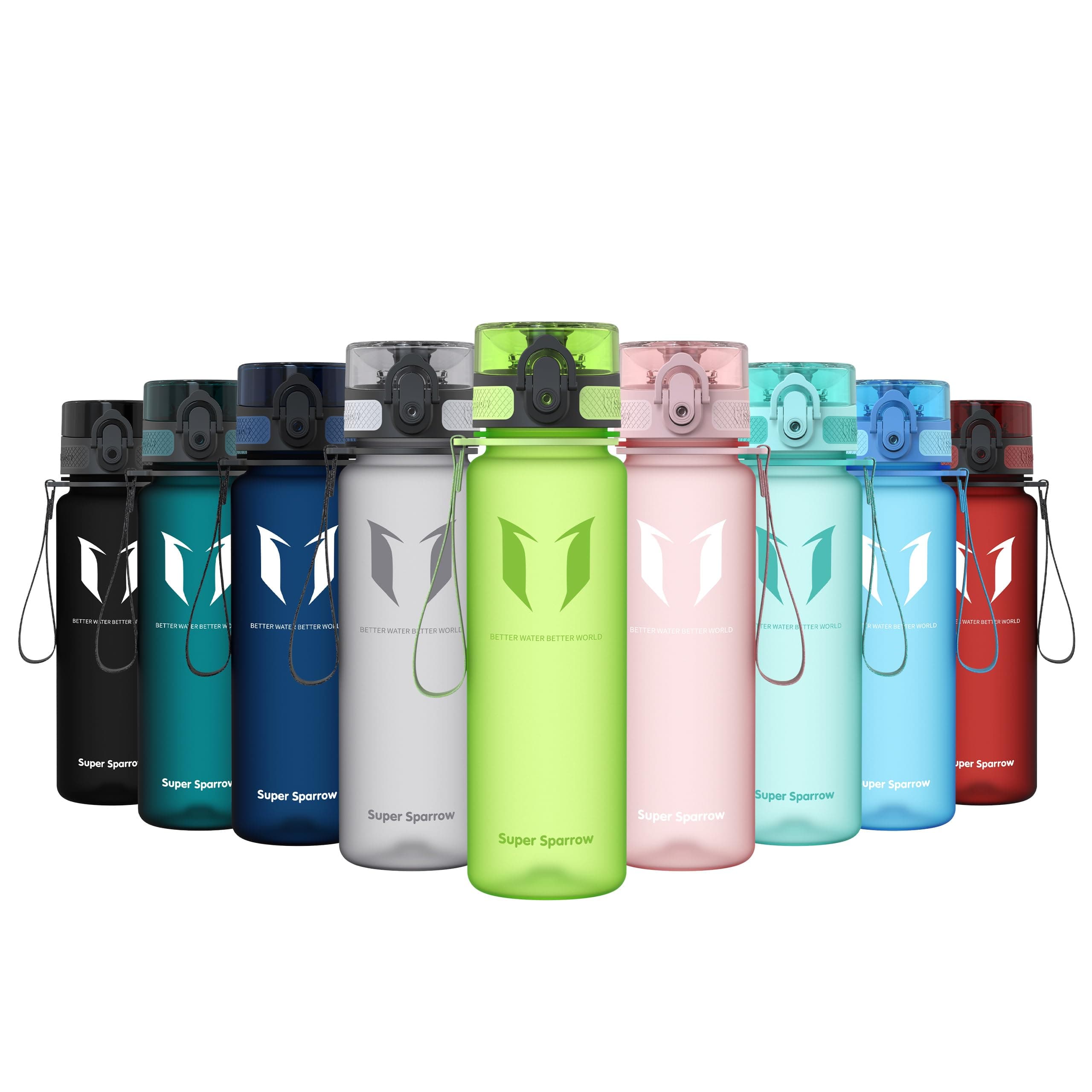 Super Sparrow Trinkflasche - Tritan Wasserflasche - 350ml, 500ml, 750ml, 1000ml - BPA-frei - Ideale Sportflasche - Sport, Wasser, Fahrrad, Fitness, Uni, Outdoor - Leicht, Nachhaltig