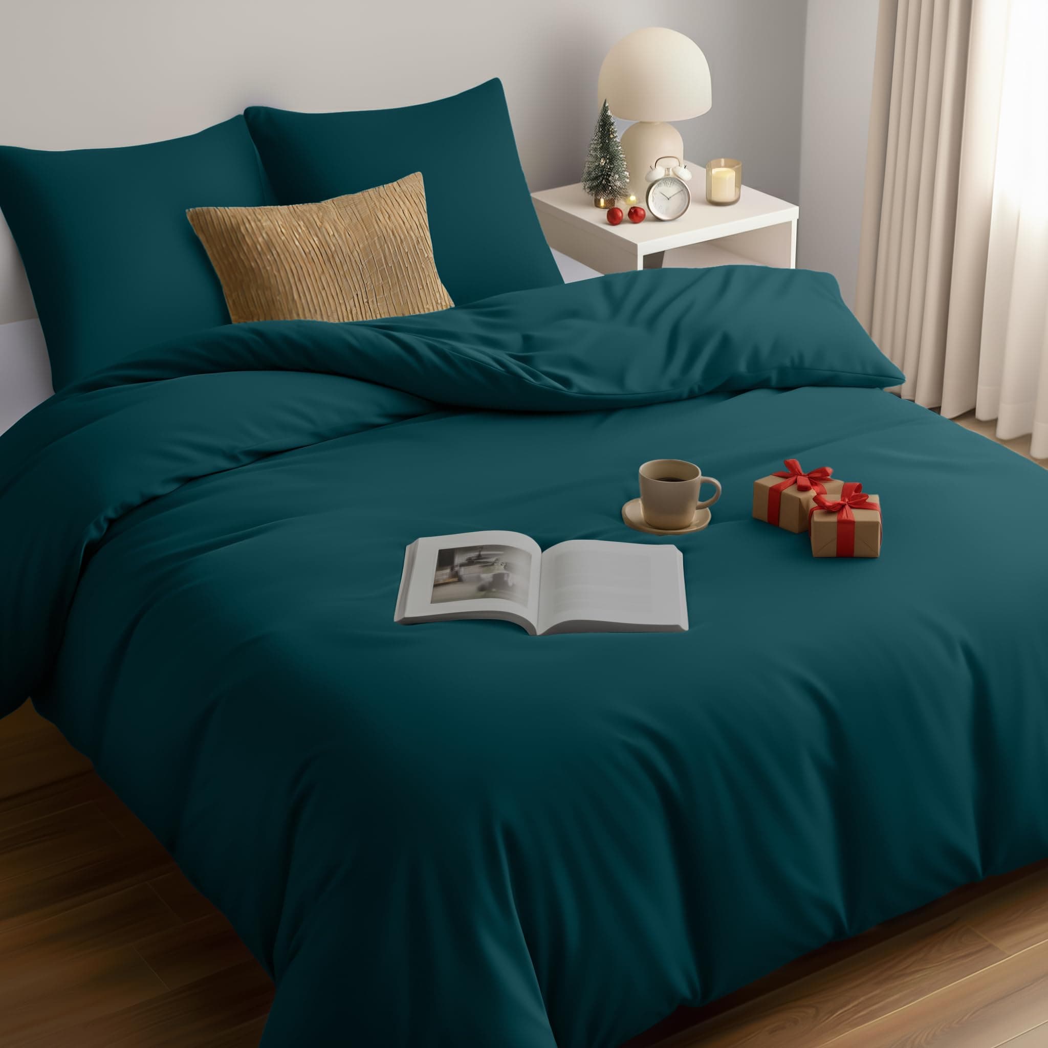 Utopia Bedding Copripiumino Matrimoniale 260x240 - Microfibra Copripiumino 260x240cm + Federe 65x65cm (Verde Alzavola)