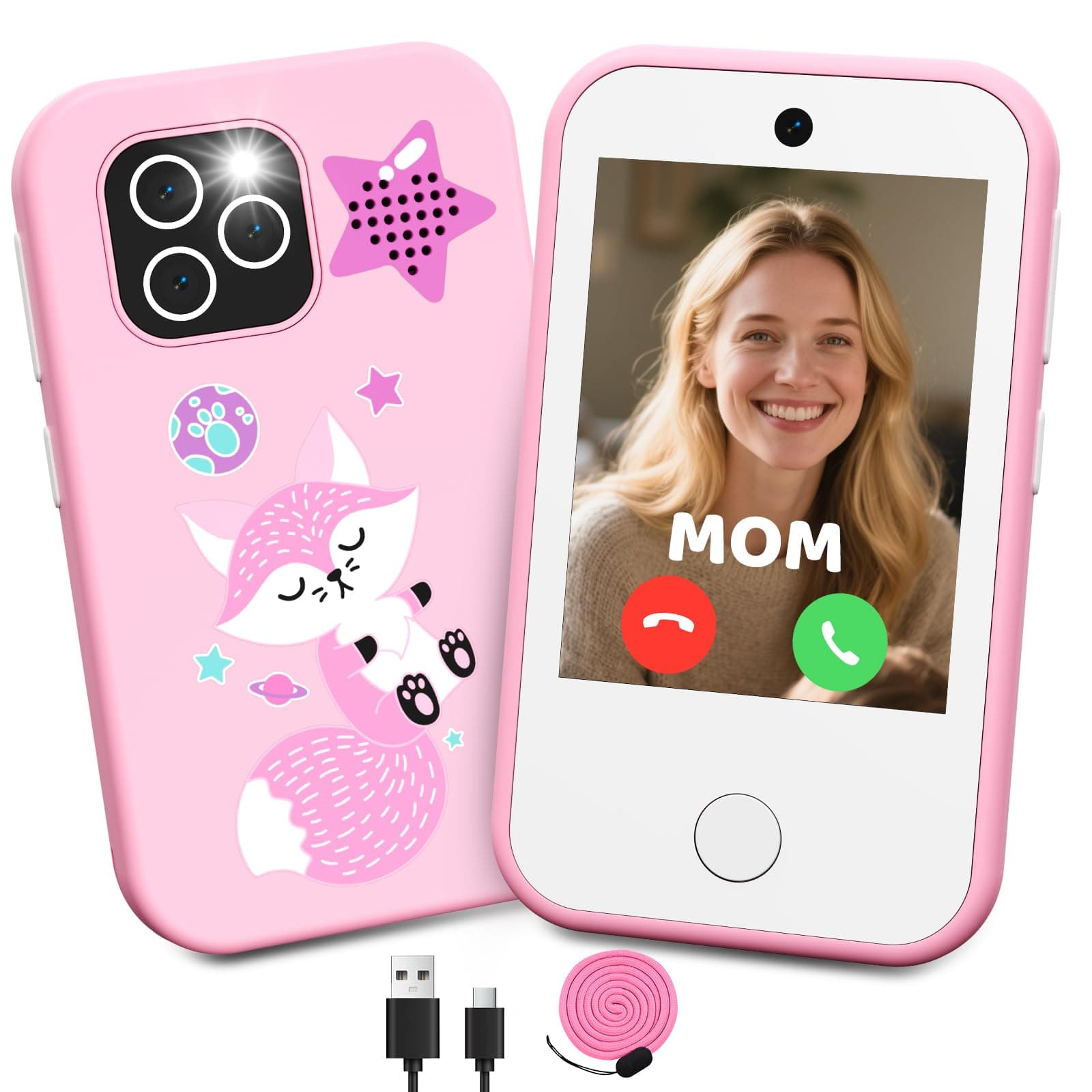 CHAKEYAKE Téléphone pour Enfants 4G Débloqué, Smartphone pour Enfants avec Double Caméra, Écran Tactile HD 2.8", Lecteur MP3, Lampe Torche, Jeux Éducatifs, Cadeau pour Garçons Et Filles 3-12 Ans