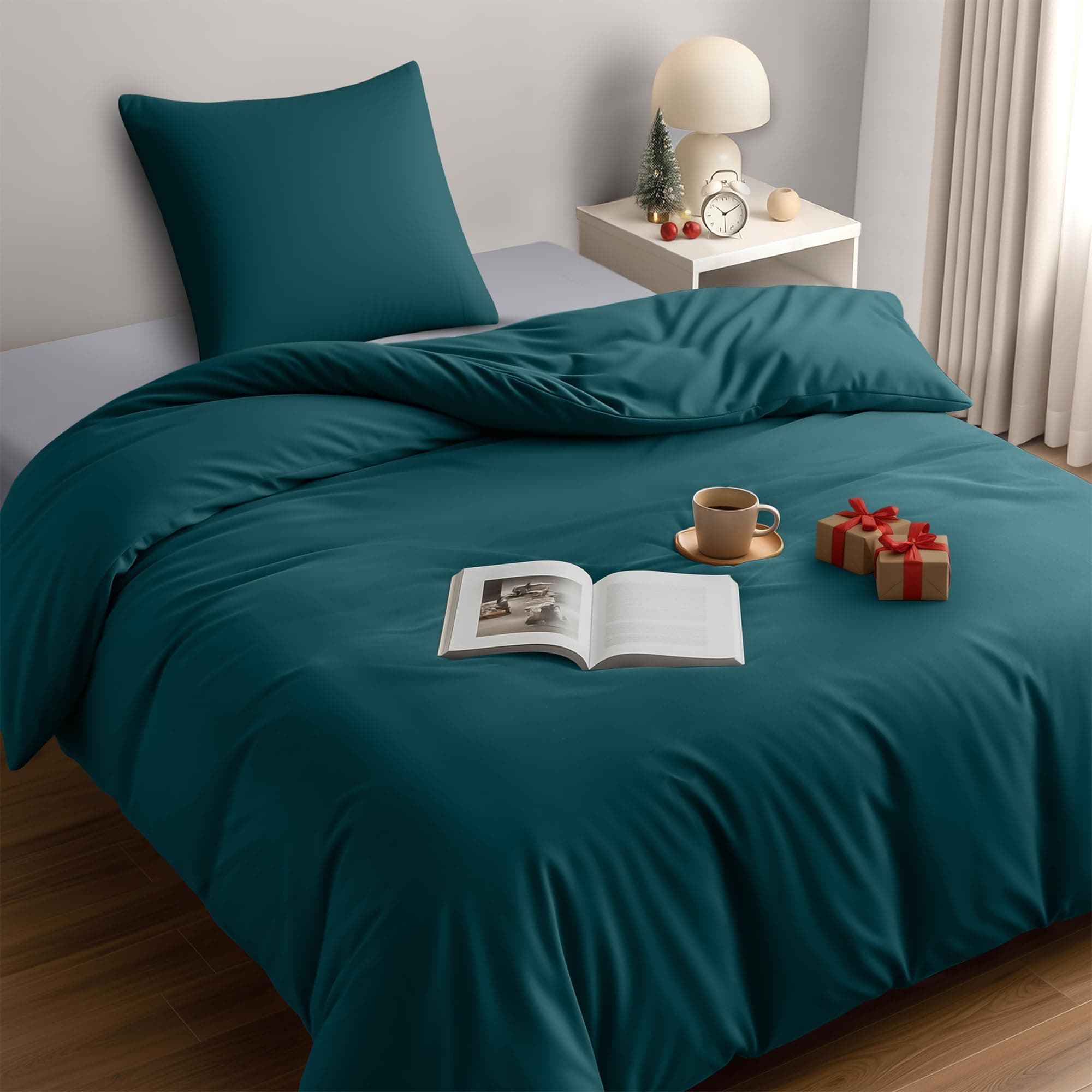 Utopia Bedding Copripiumino Singolo - Microfibra Copripiumino 135x200cm + Federa 80x80cm - Verde Alzavola