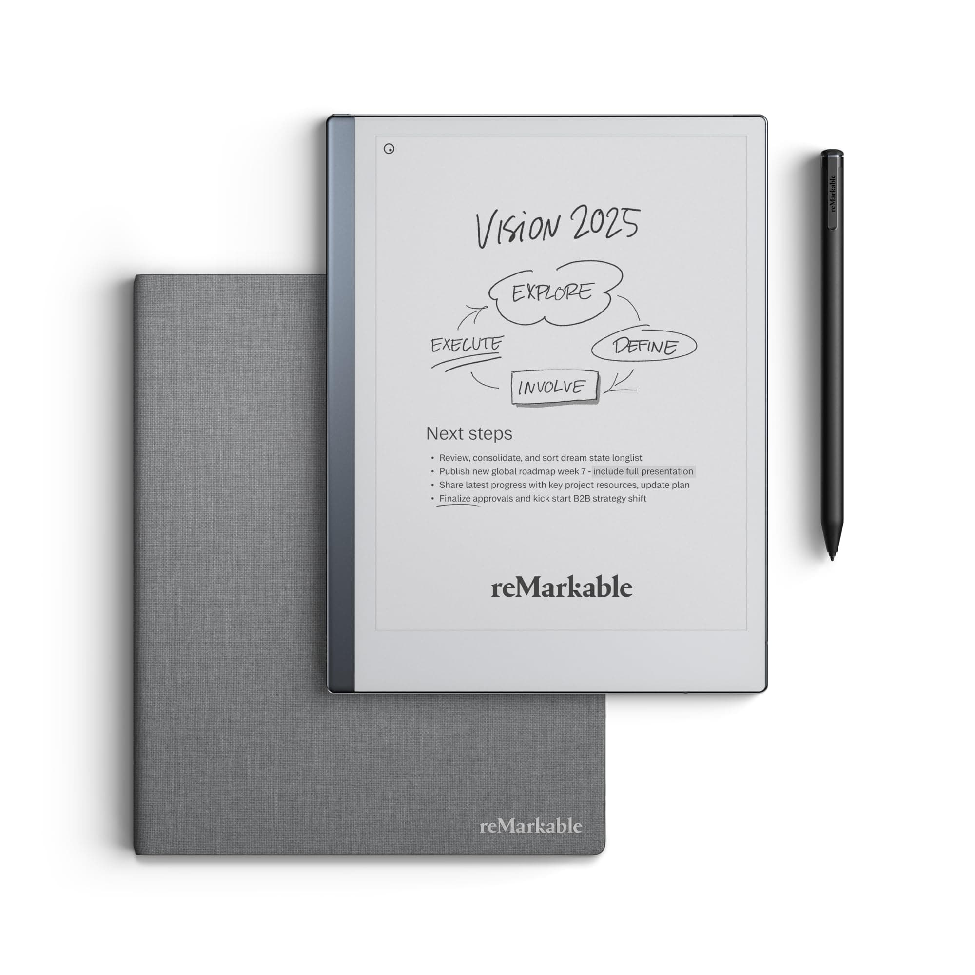 reMarkable Pack Avanzado reMarkable 2 | Tableta de Tinta Electrónica - Pantalla 10,3" Blanco y Negro + Lápiz Marker Plus con Goma Integrada + Funda Book Folio Polímero Basalto