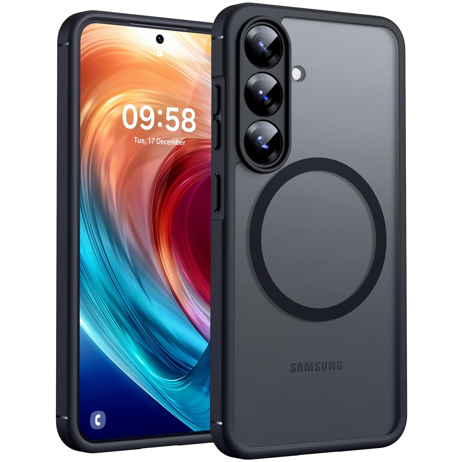 TOCOL Cover per Samsung Galaxy S25, Compatibile con MagSafe, Protezione di Qualità Militare, Antiurto Anti-Graffio, Custodia Magnetica per Galaxy S25 5G, Nera