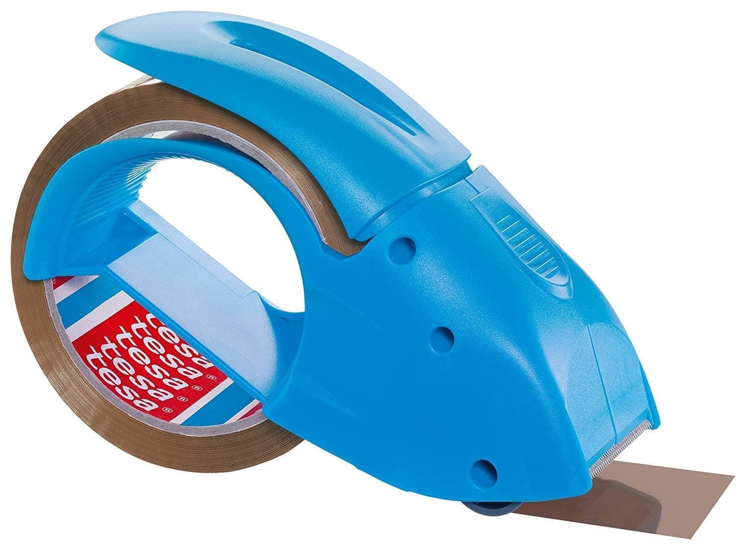 tesa tesapack Abroller Pack' n' Go - Ergonomischer, blauer Handabroller für Paketbänder - Inklusive 50 m x 48 mm Klebeband