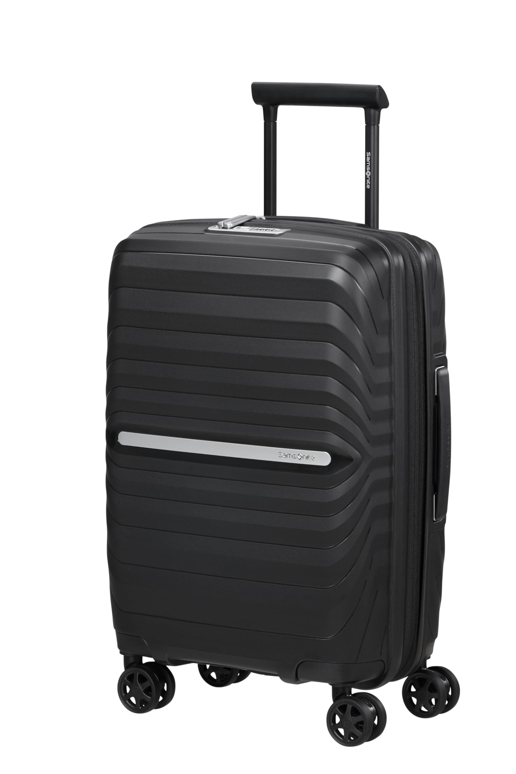Samsonite Neo Flux - Spinner S Slim, Equipaje de Mano expandible, 55 cm, 39/45 L, Negro (Black)