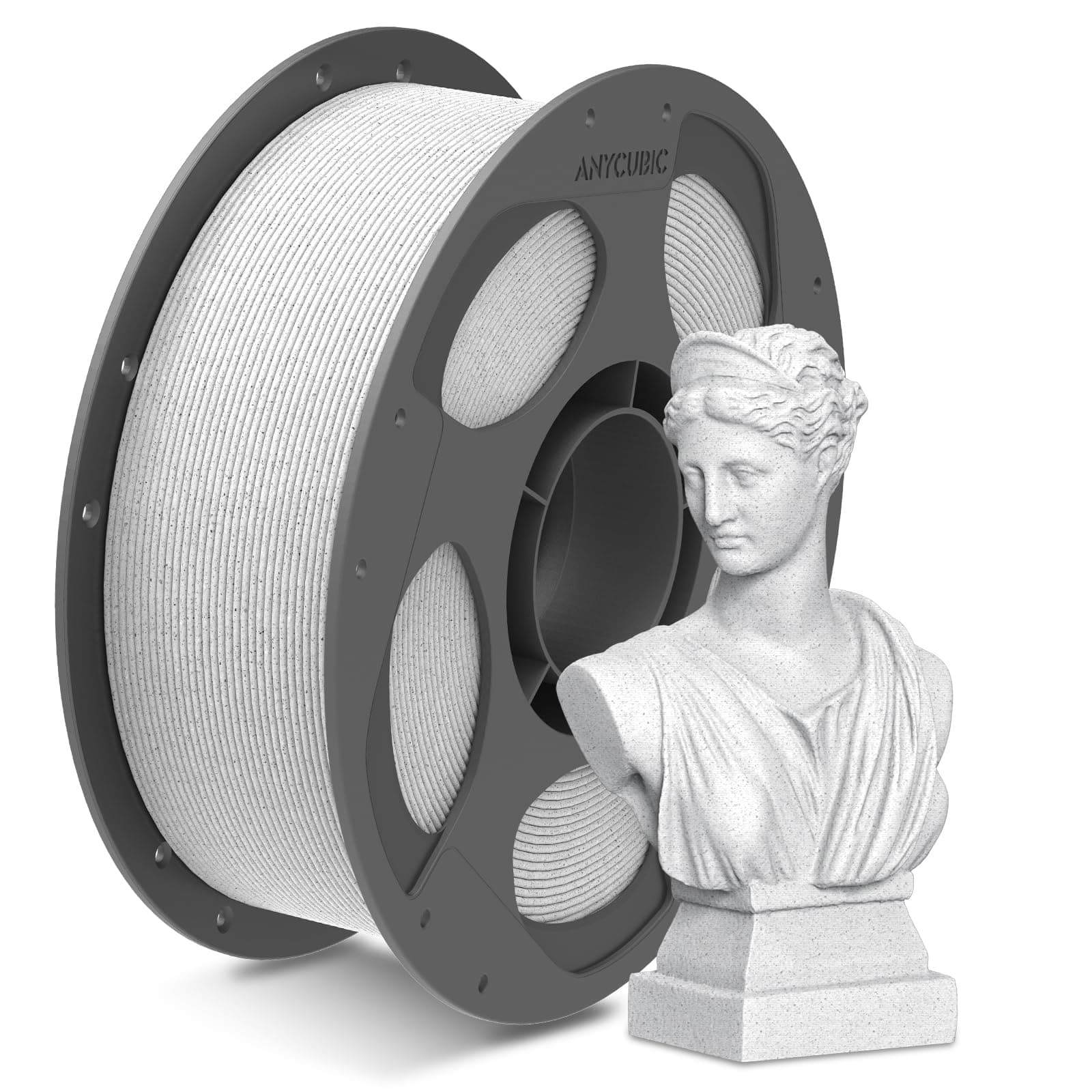 ANYCUBIC PLA Marmor Filament 1.75mm, Minimale Schichtlinien, 3D Drucker Filament für die meisten 3D-Drucker, Intelligente Identifikation, Wie Marble, 1KG Marmor Weiß