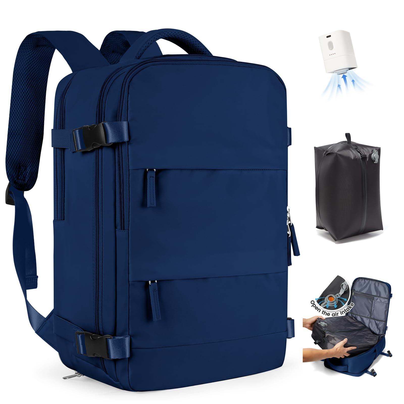 SZLX Mochila al Vacio con Bomba Equipaje de Mano 40x30x20 Ryanair Vueling Wizzair, Mochila Airbag Con Sistema De Vacío Para Viajes, Mochila De Viaje Tamaño Cabina Impermeable Maleta De Vacío Hombres